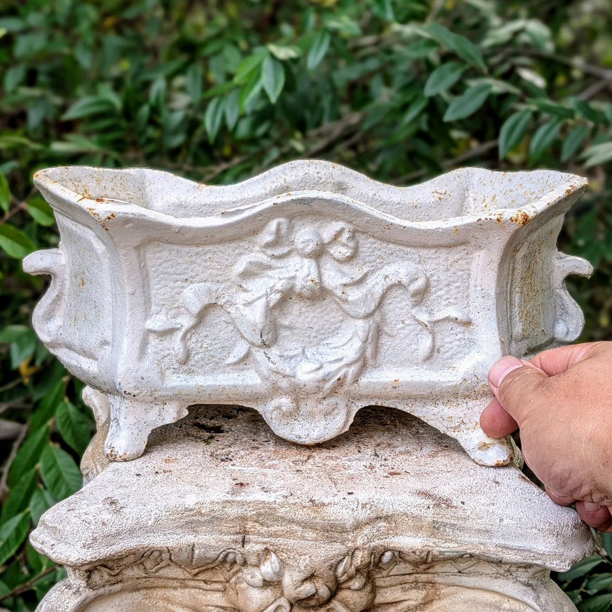 Vintage Cast Iron Rectangular Planter