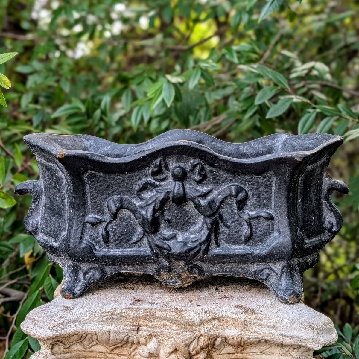 Vintage Cast Iron Rectangular Planter