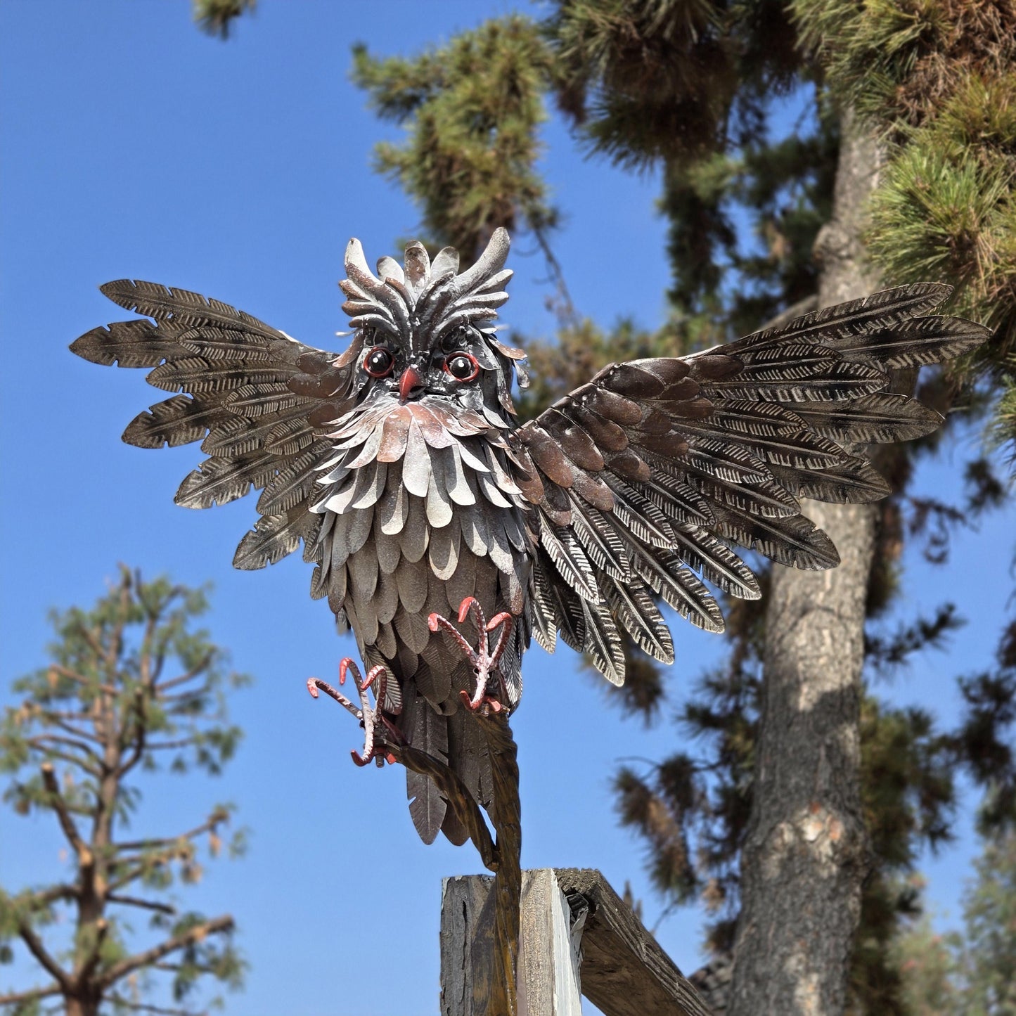 Rustic Metal Owl Wall Sculpture