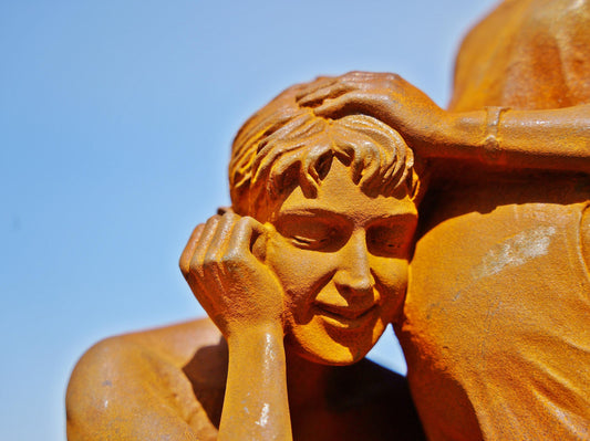 Handcrafted Cast Iron Maternity Sculpture: Expecting Couple Garden Art