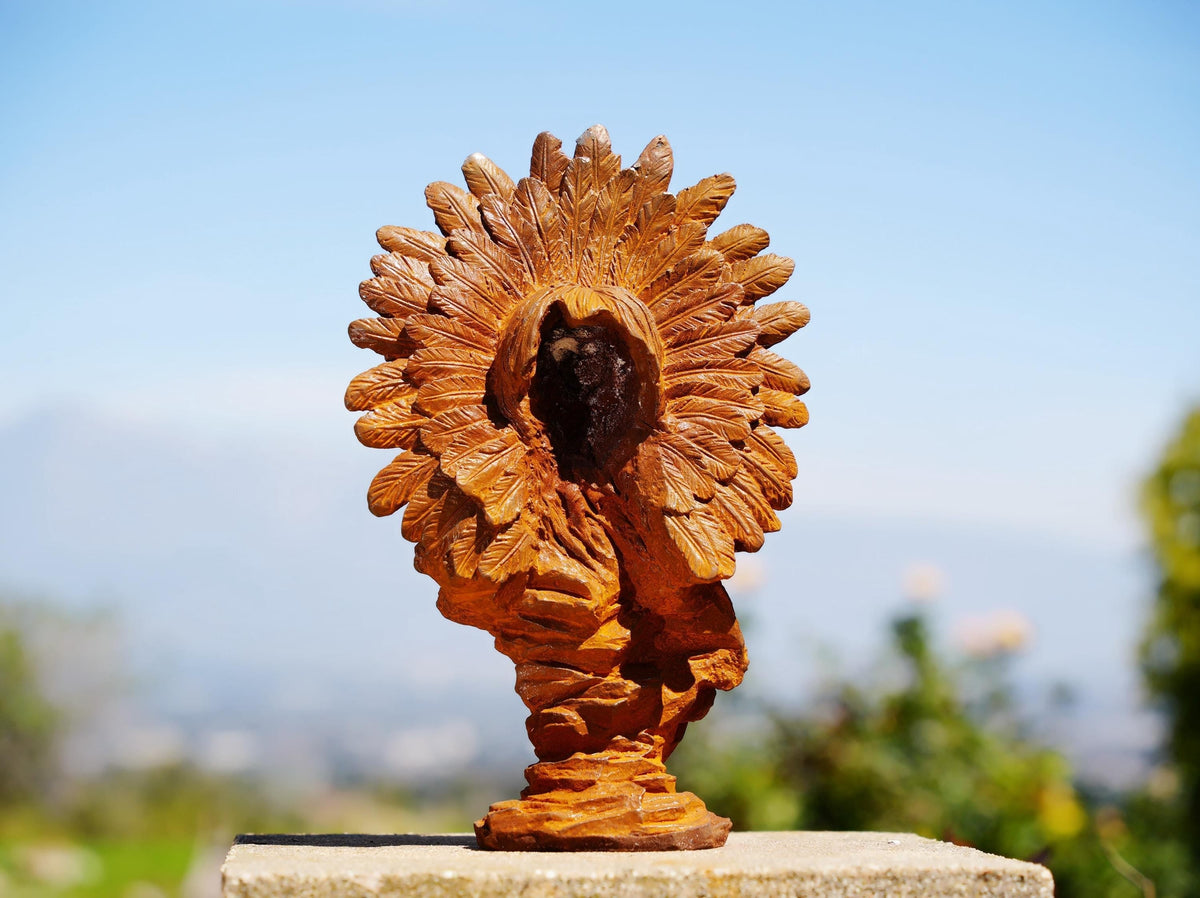 Cast Iron Native American Bust Sculpture: Rustic Southwestern Decor