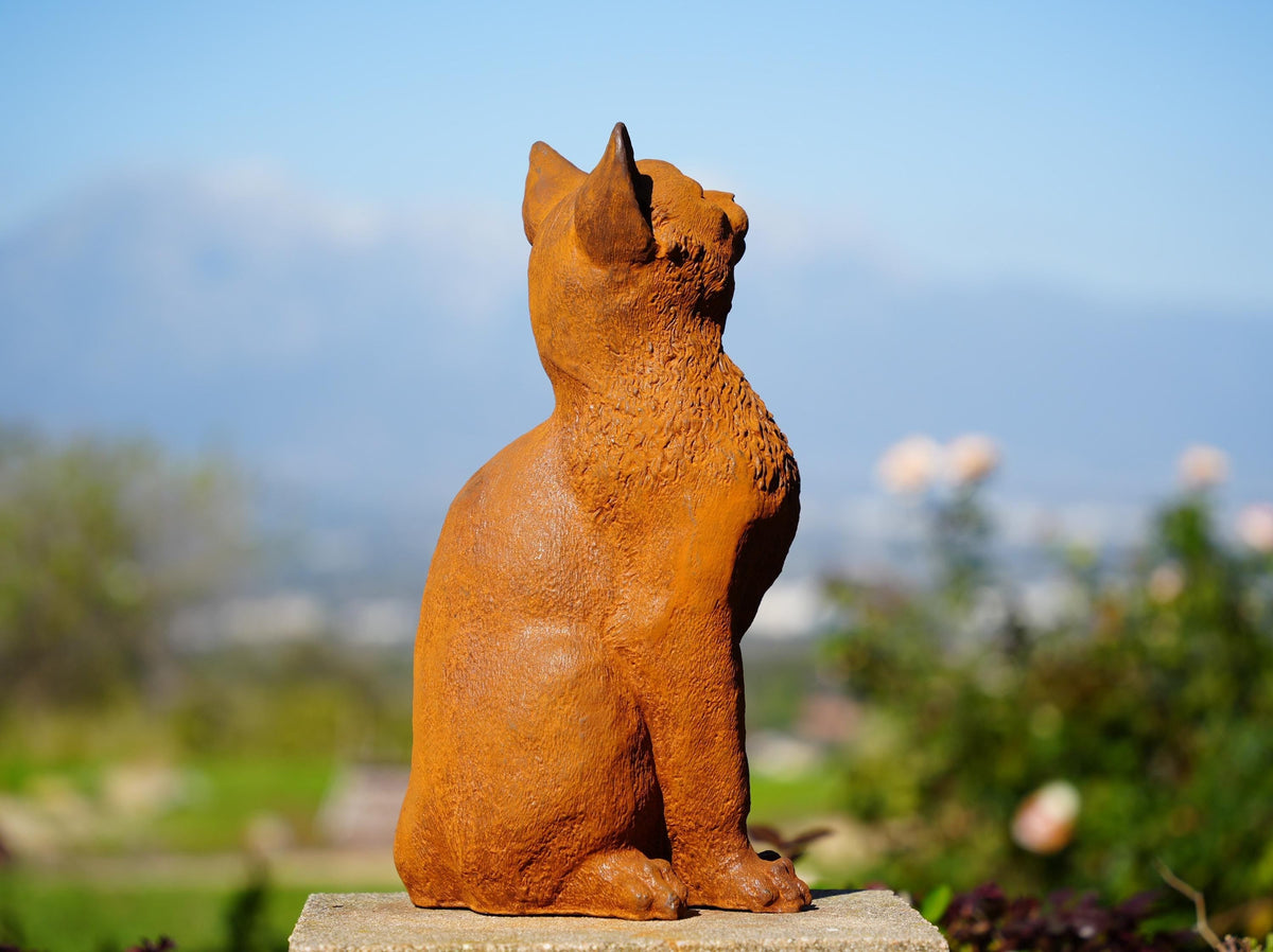 Cast Iron Cat Sculpture  Rustic Garden Statues, Porch & Patio Decor