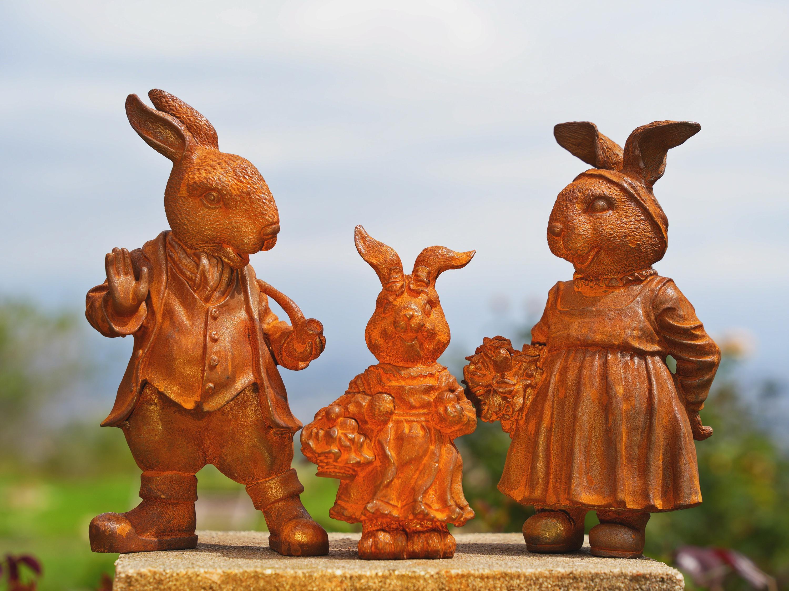 Vintage Cast Iron Bunny Statue: Easter rabbit Cottagecore Garden Decor