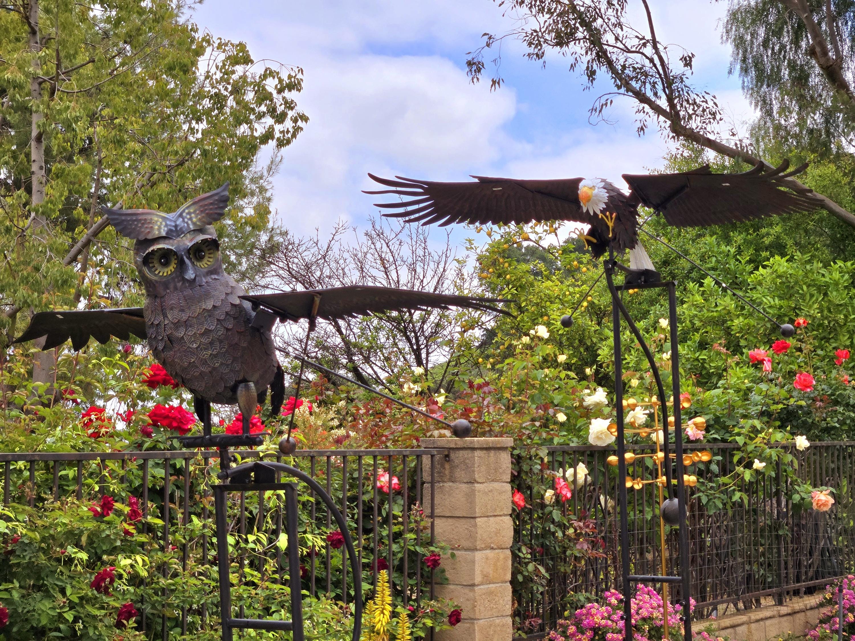 Handcrafted 90" Metal Bald Eagle Yard Art - Kinetic Rocker Sculpture