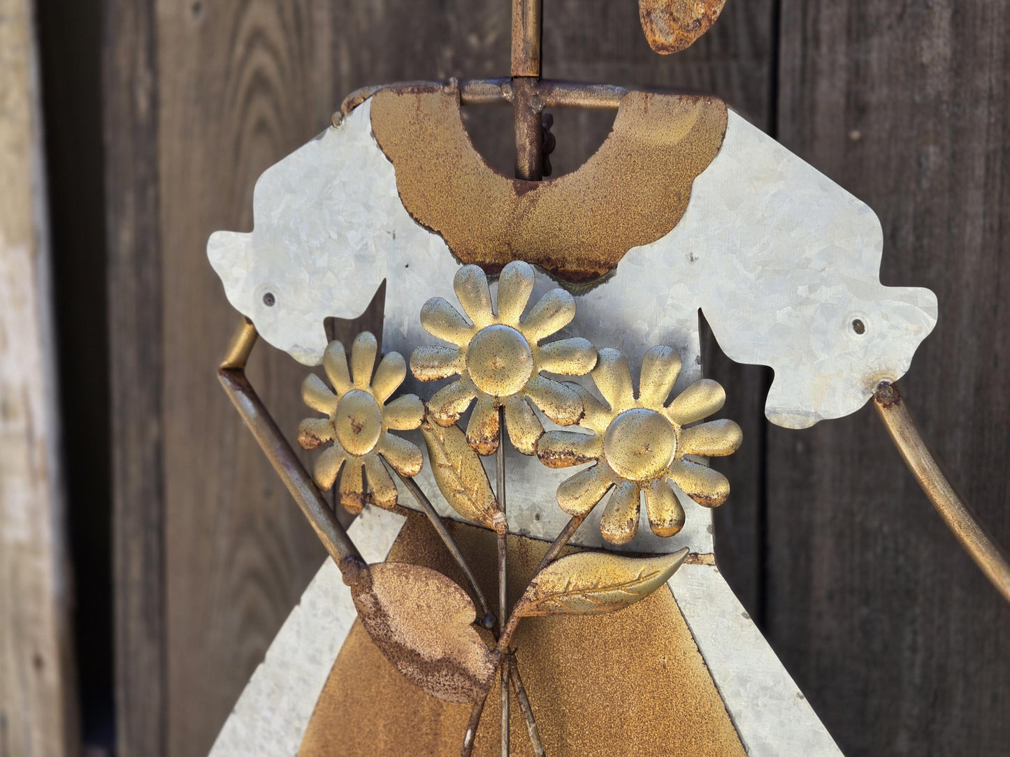 Rustic Metal  Handcrafted Boy & Girl Sculpture Set