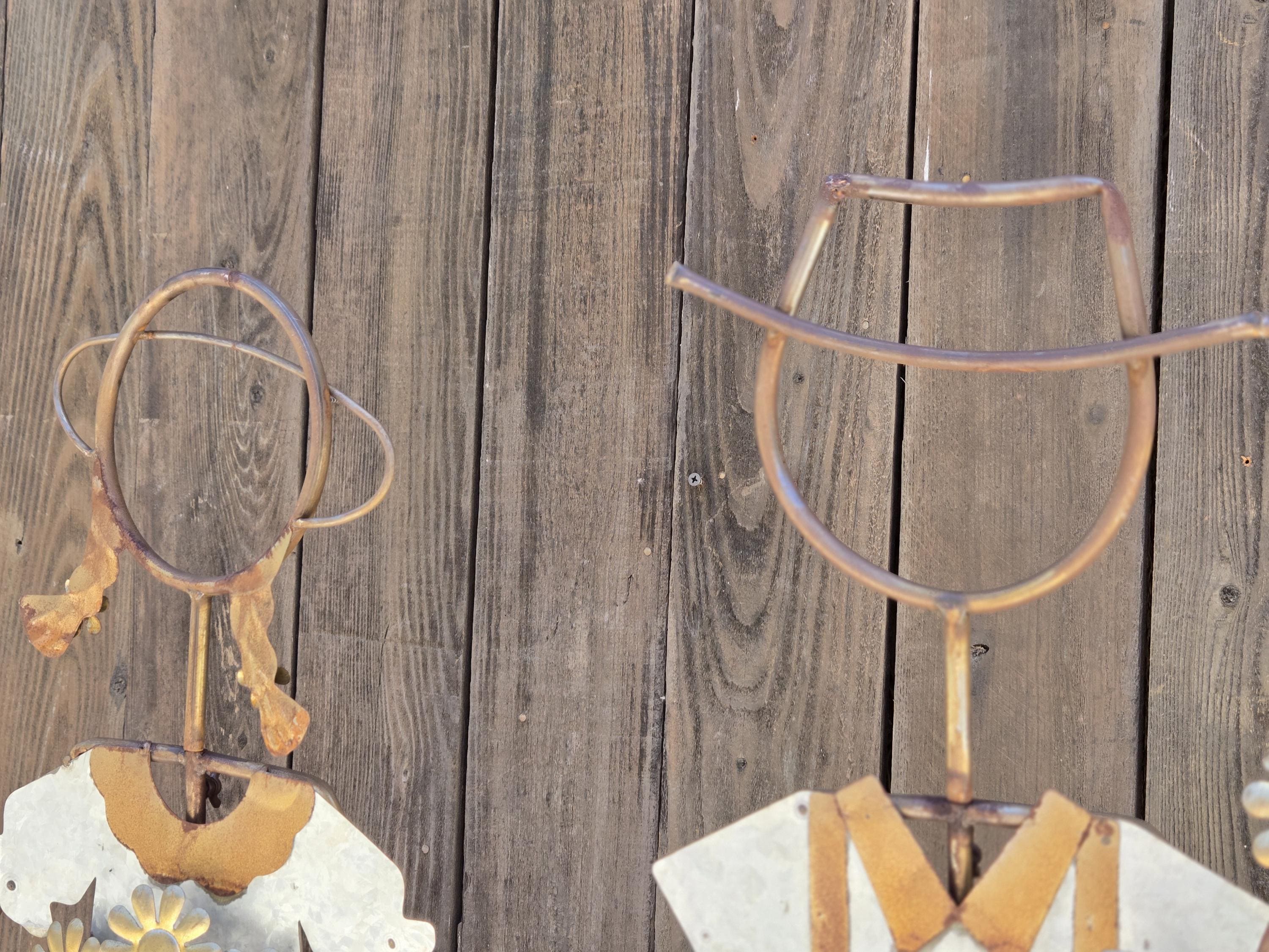 39" H Rustic Metal Garden Statues: Handcrafted Boy & Girl Sculpture Set