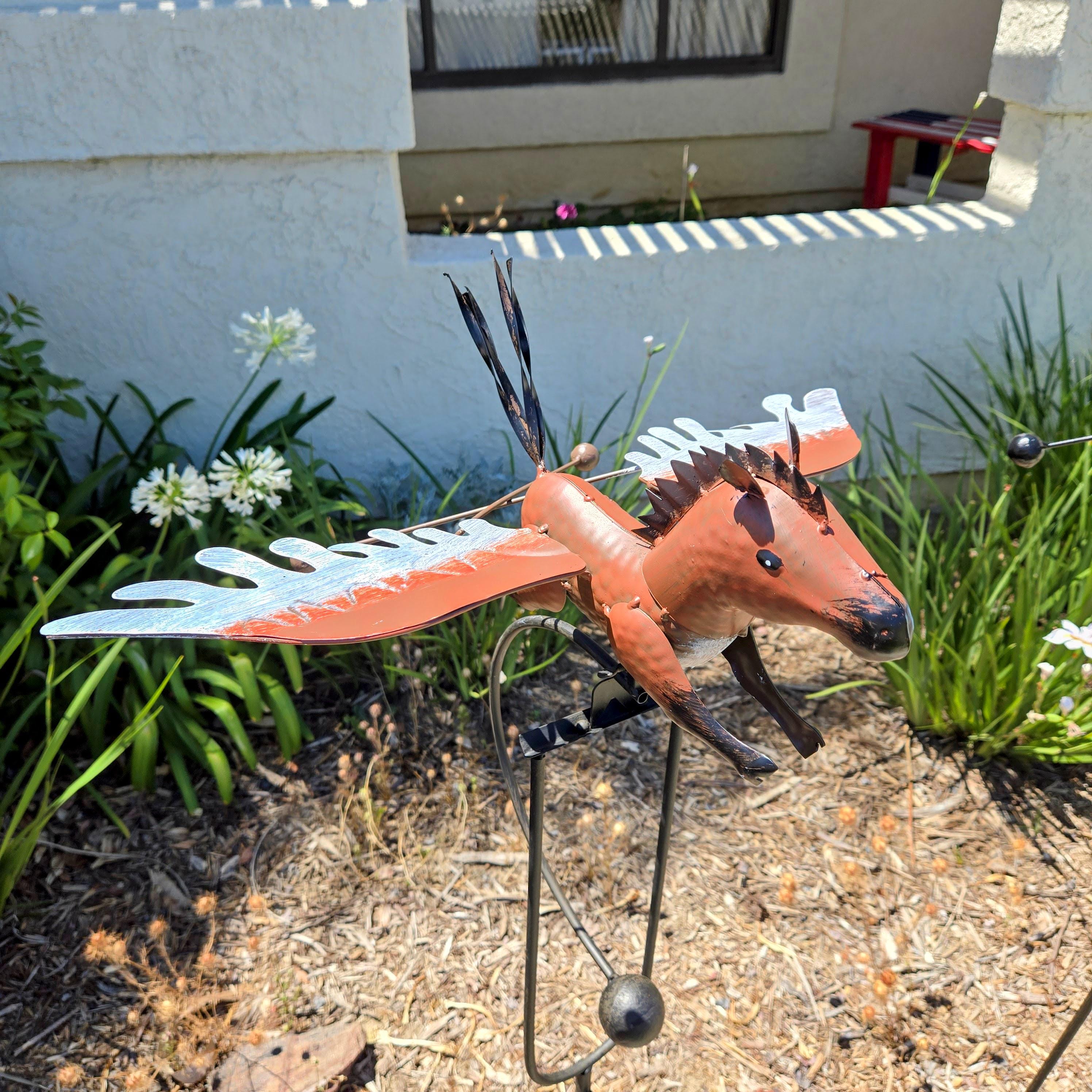 Flying Horse Garden Balancer – Kinetic Metal Yard Art Gift