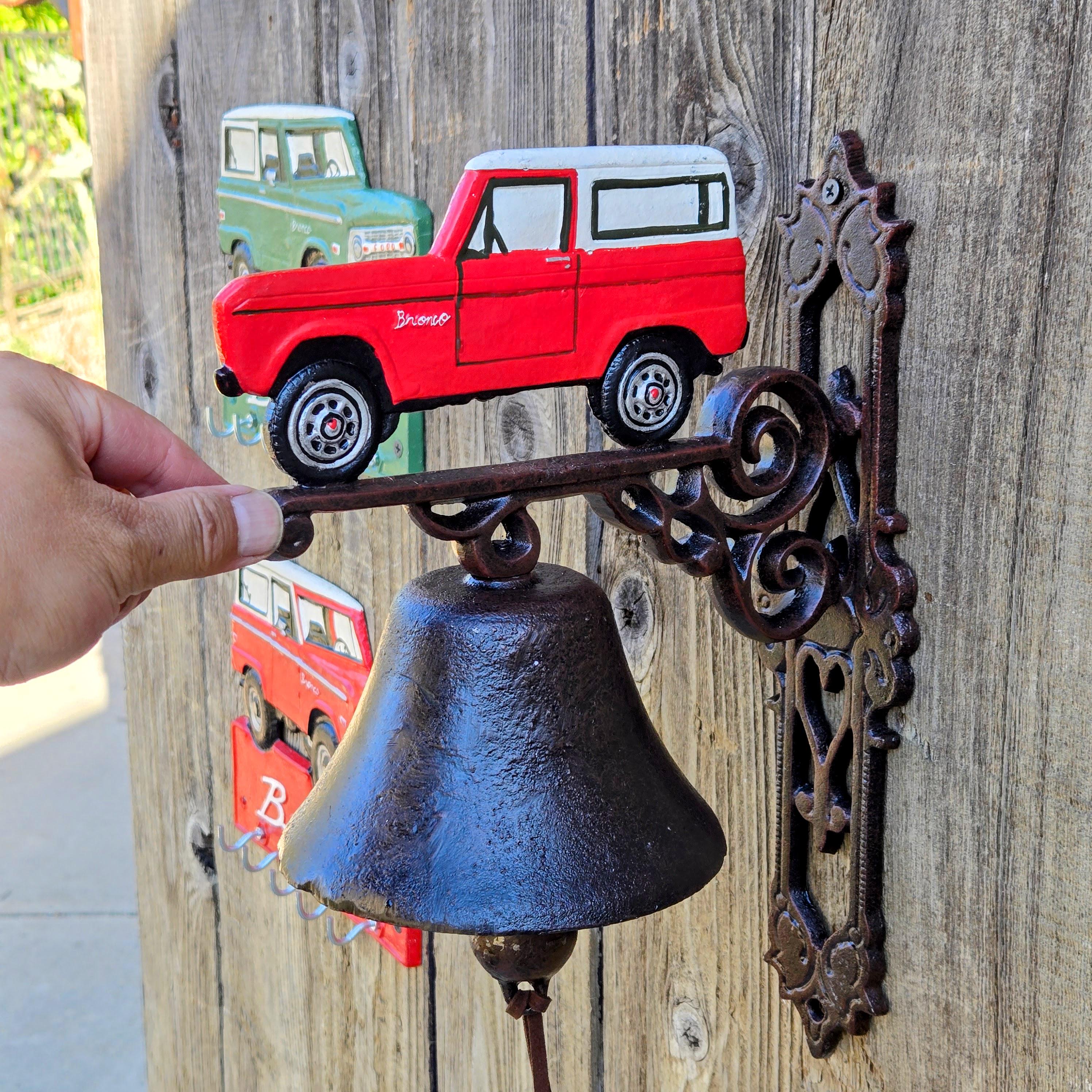 Vintage 1966 Ford Bronco 4x4 Cast Iron Door Hook Bell - Garden Outdoor bell