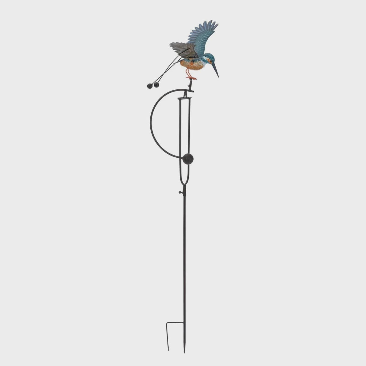 Metal Hummingbird Rocker Garden Ornament - Blue Pink Animal Balancing Stake Decoration