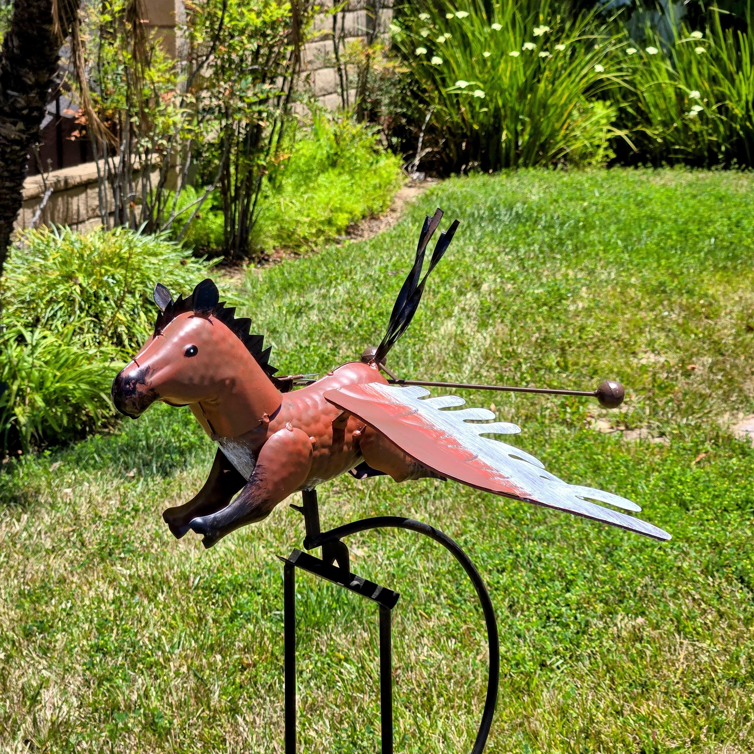 Flying Horse Garden Balancer – Kinetic Metal Yard Art Gift