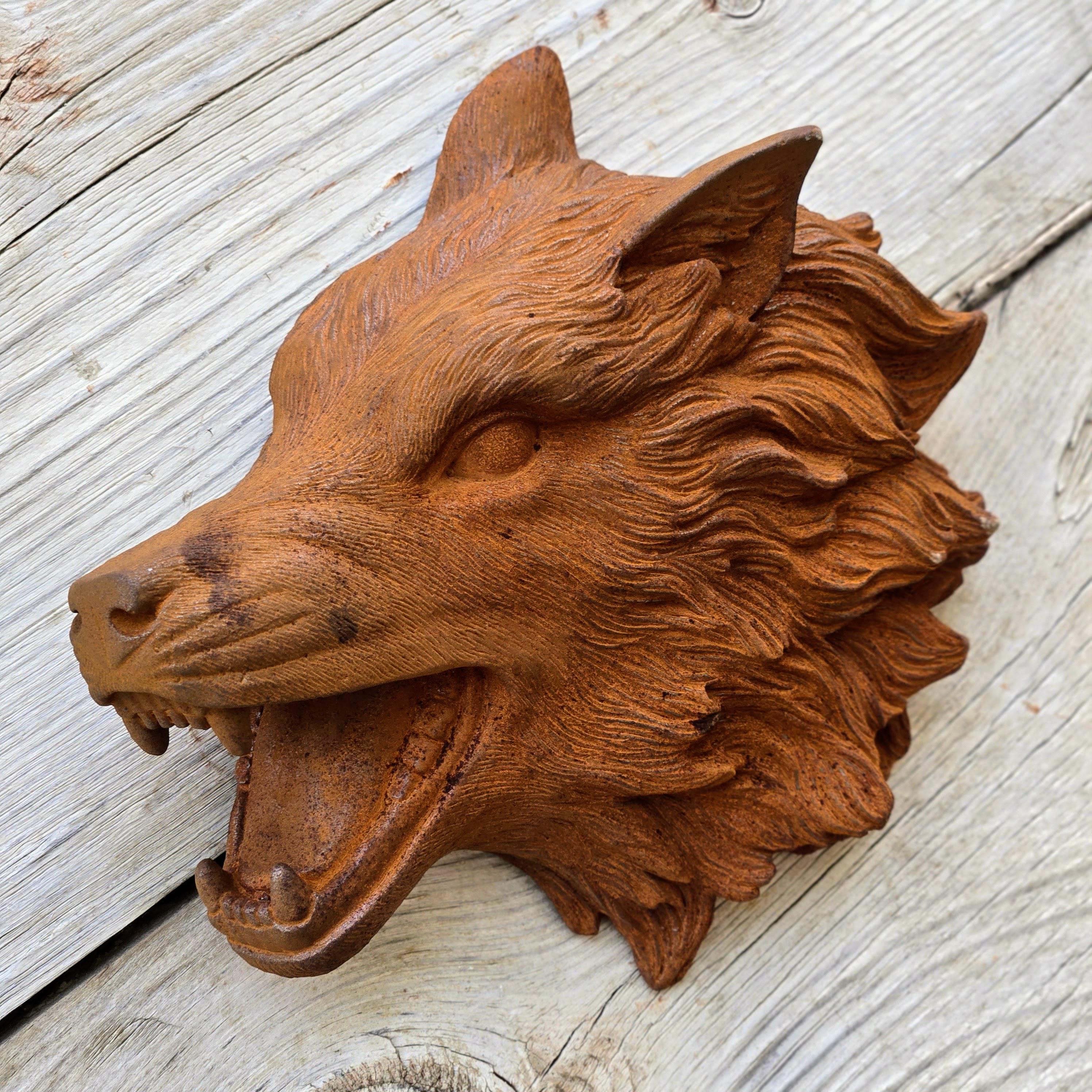Cast Iron Eagle Head Wall Decor – Rustic Country Style Metal Wall Hanging Sculpture