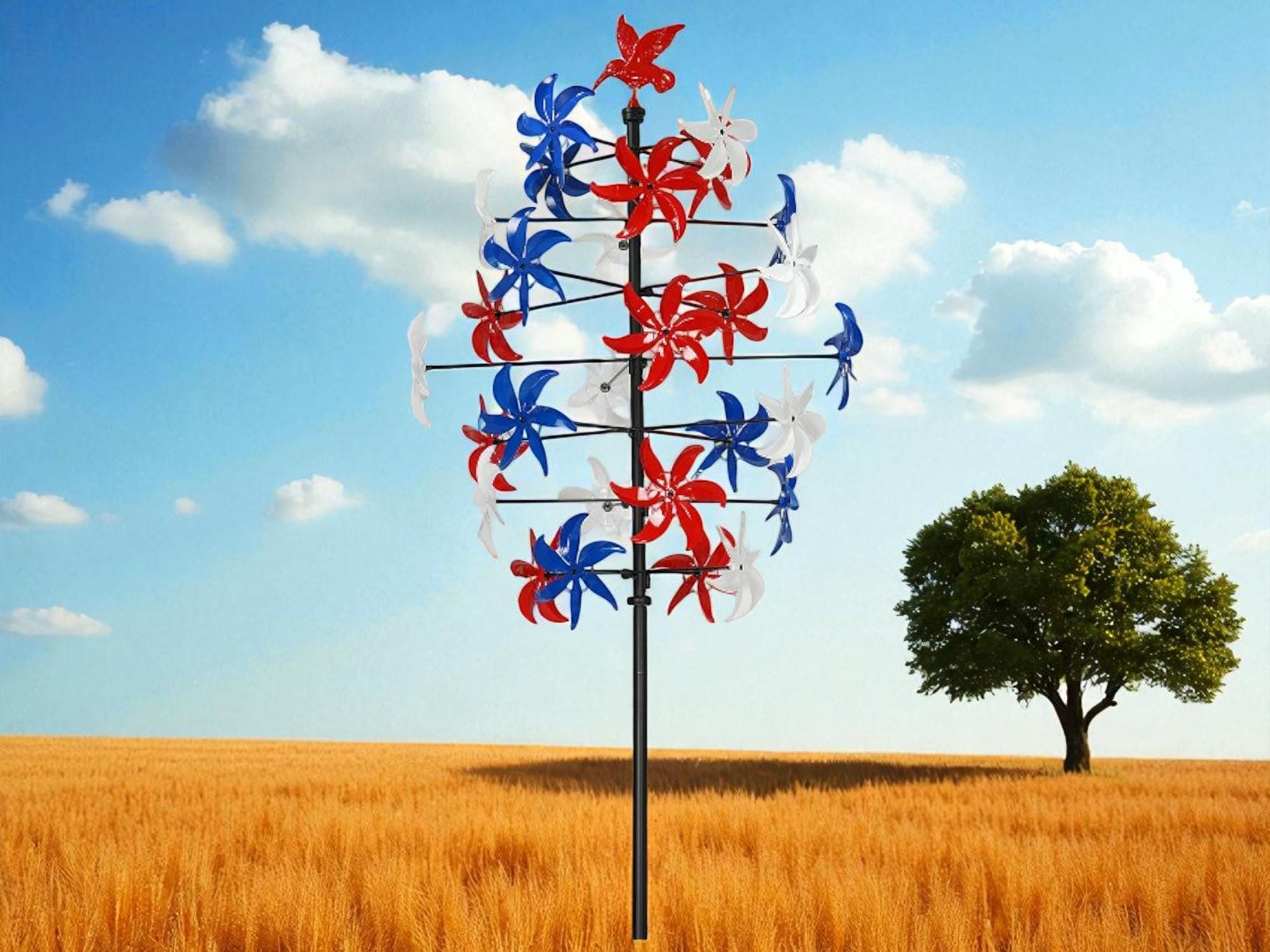 Rust Finish Kinetic Metal Wind Spinner – Vintage Yard Art Outdoor Garden Sculpture