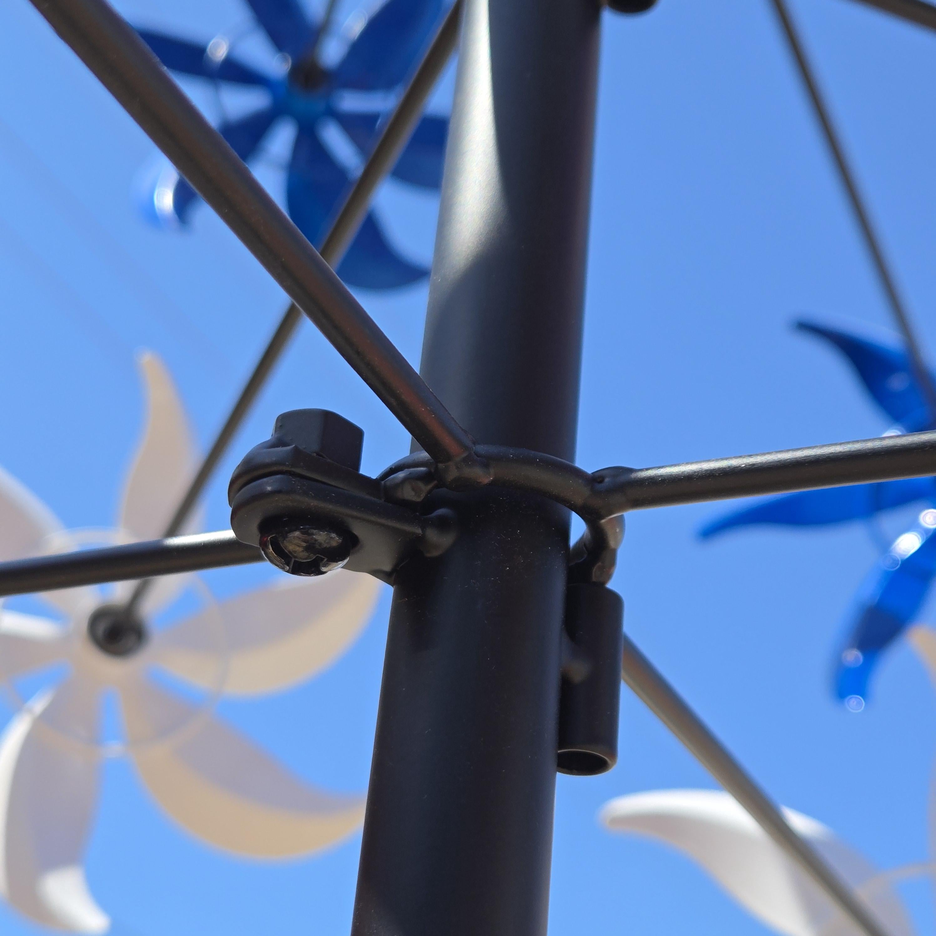 95" Rust Finish Kinetic Metal Wind Spinner – Vintage Yard Art Outdoor Garden Sculpture