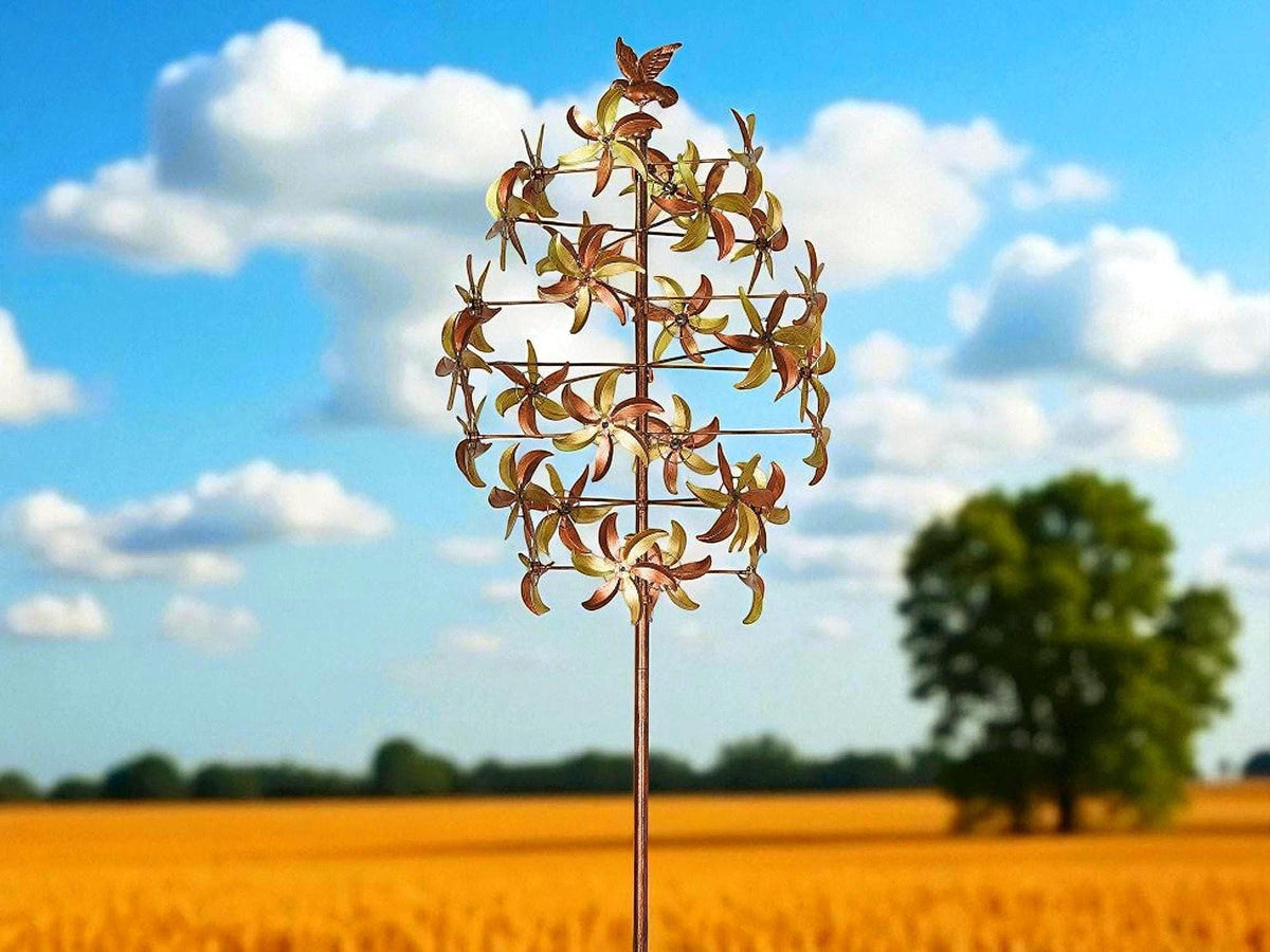 Rust Finish Kinetic Metal Wind Spinner – Vintage Yard Art Outdoor Garden Sculpture