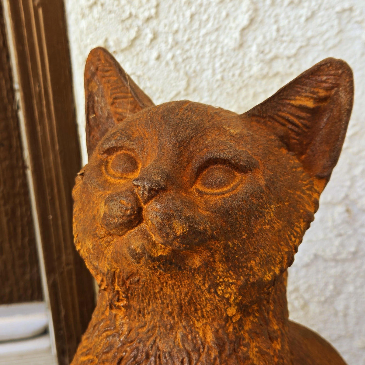Cast Iron Cat Sculpture  Rustic Garden Statues, Porch & Patio Decor