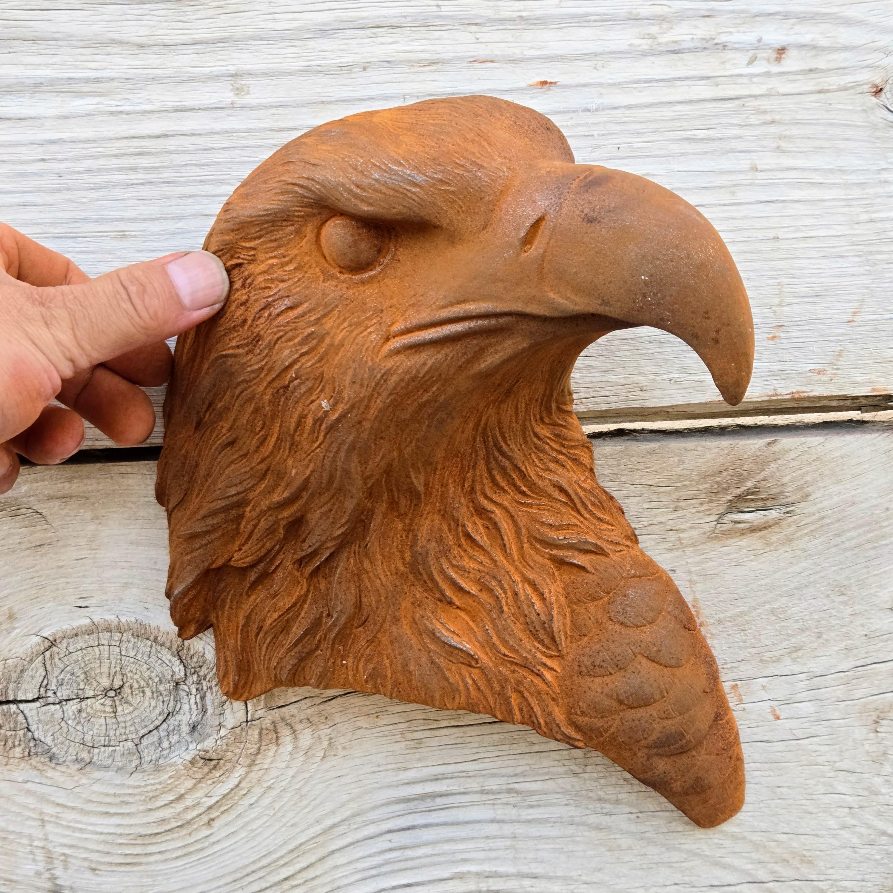 Cast Iron Eagle Head Wall Decor – Rustic Country Style Metal Wall Hanging Sculpture