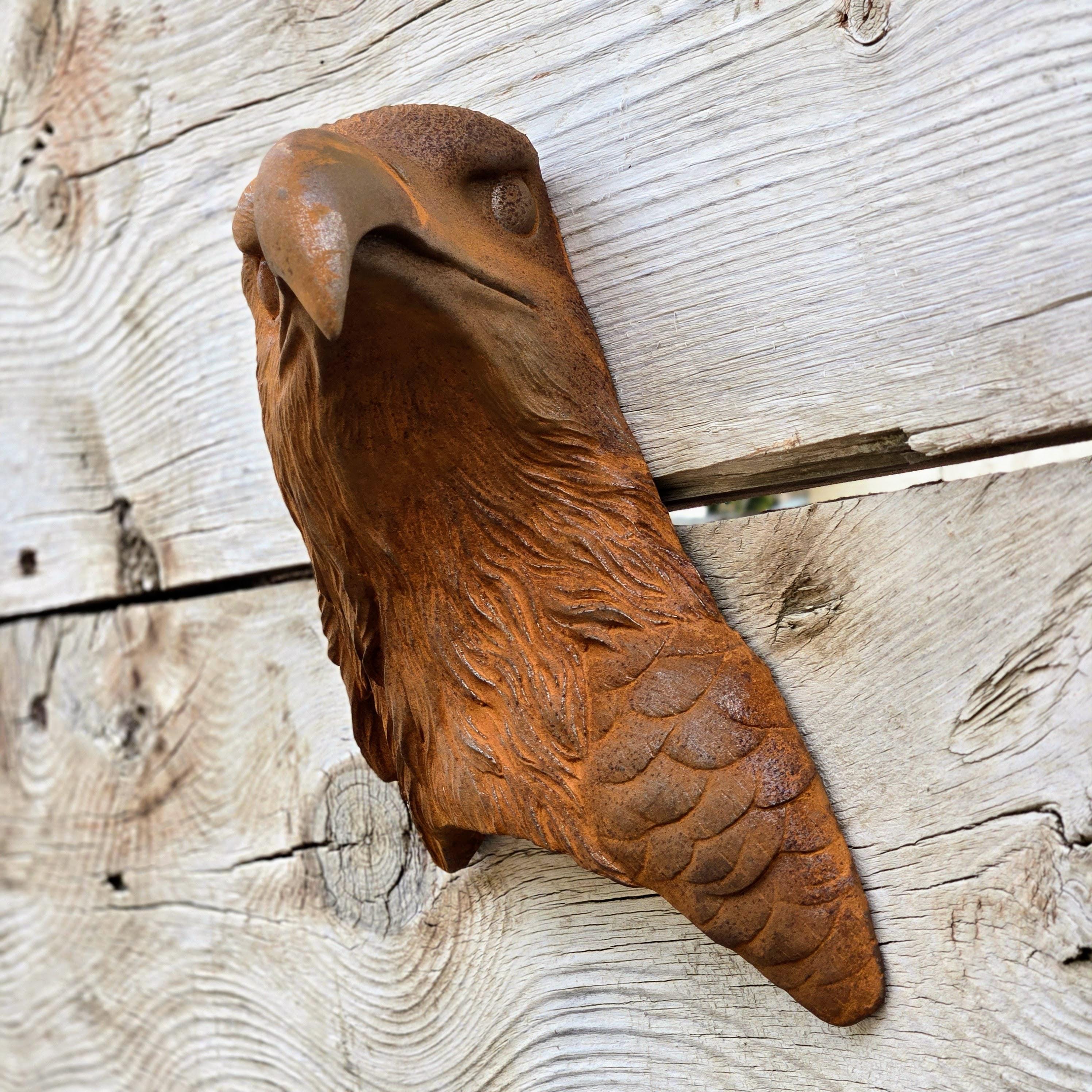 Cast Iron Eagle Head Wall Decor – Rustic Country Style Metal Wall Hanging Sculpture