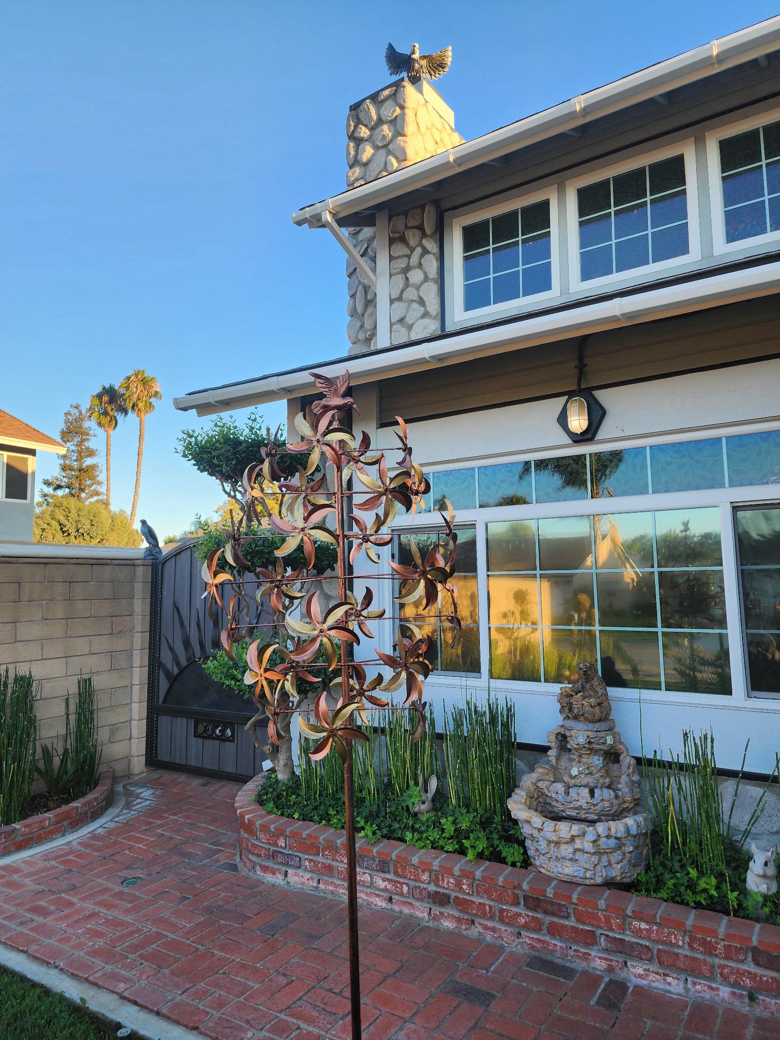 Rust Finish Kinetic Metal Wind Spinner – Vintage Yard Art Outdoor Garden Sculpture