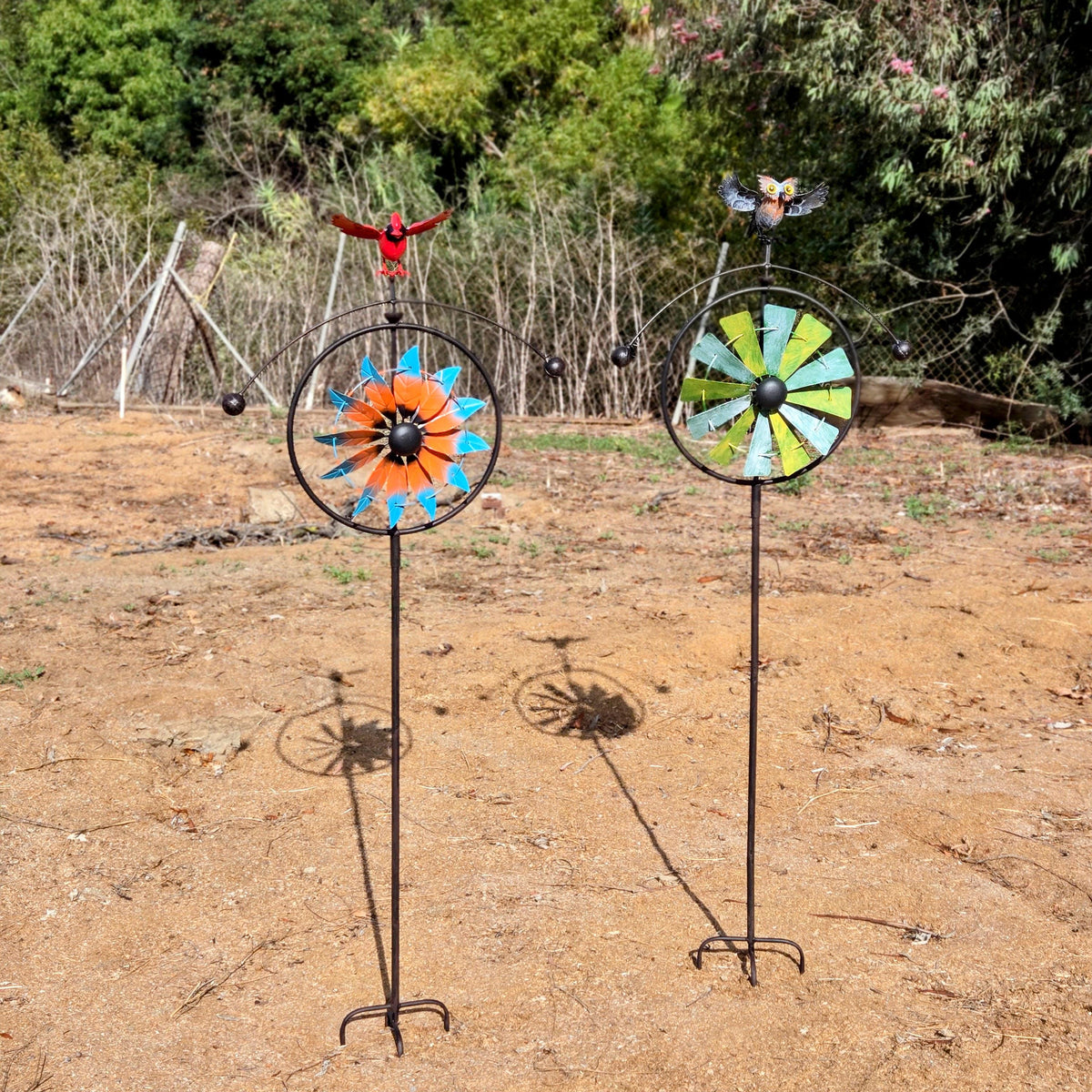 Metal Wind Spinner Balancer – Cardinal or Owl Kinetic Garden Yard Art
