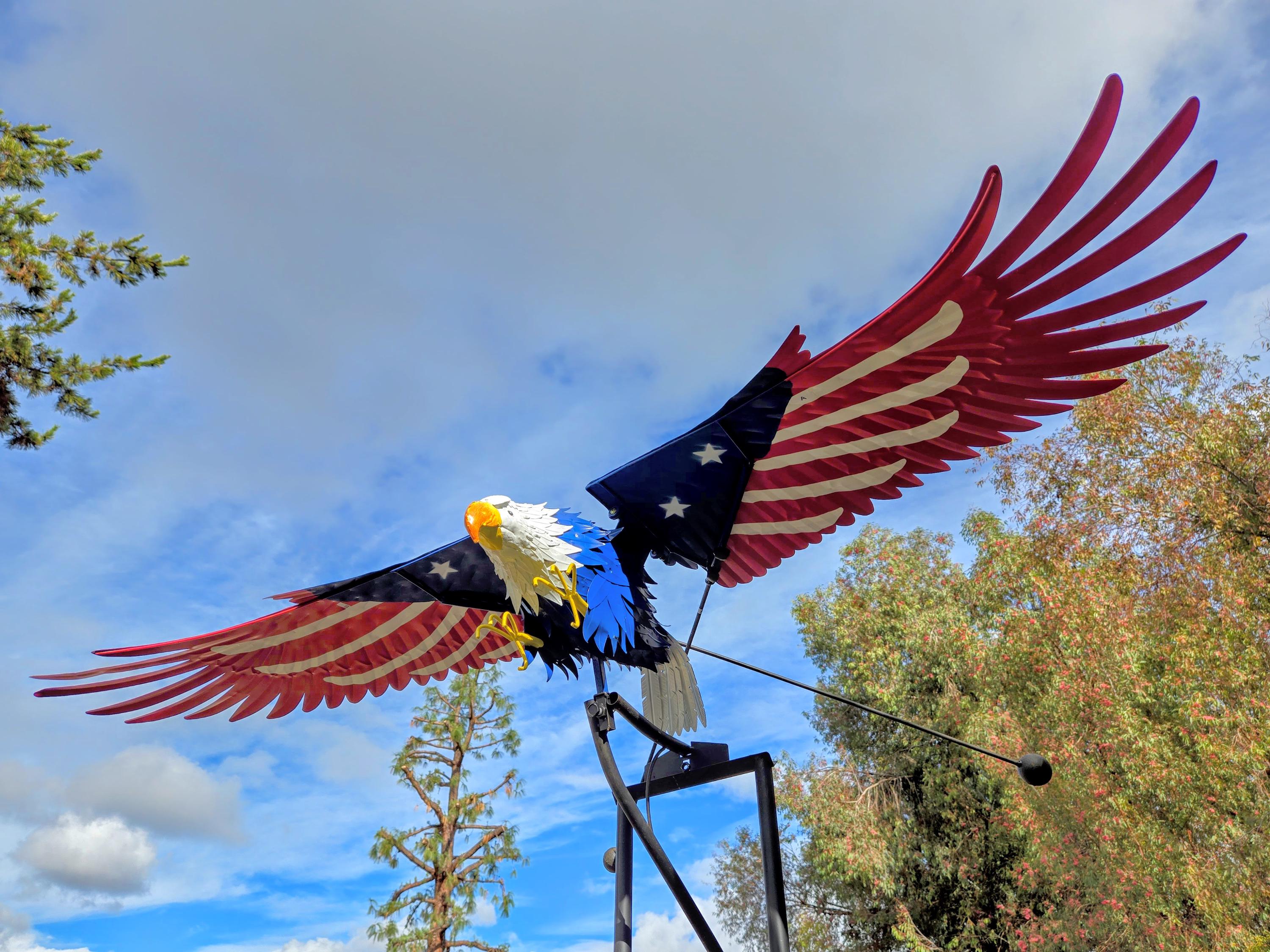 90" Metal Bald Eagle Yard Art - Kinetic Rocker Sculpture