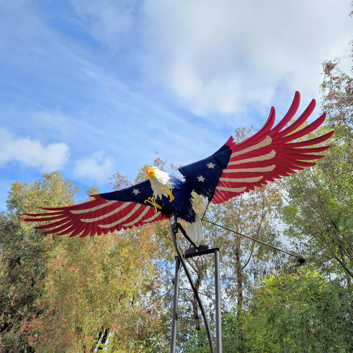 90" Metal Bald Eagle Yard Art - Kinetic Rocker Sculpture