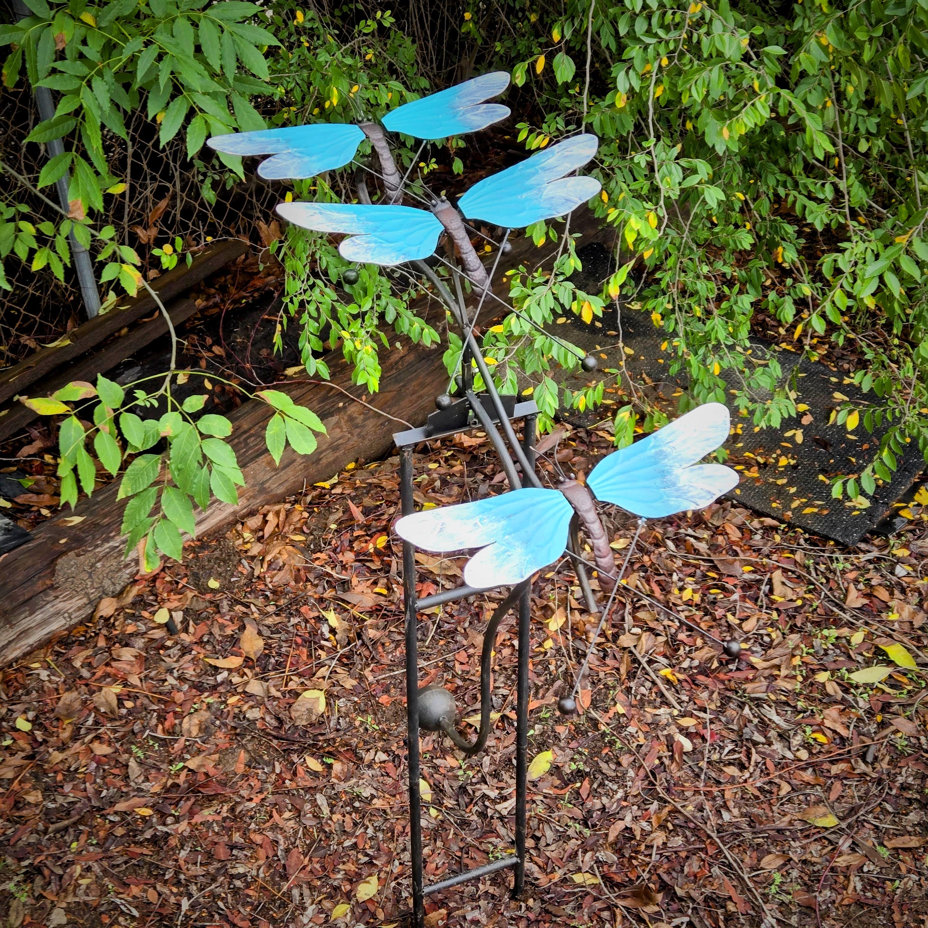Rustic Metal Dragonfly Garden Balancer – Vintage Yard Art Outdoor Lawn Sculpture