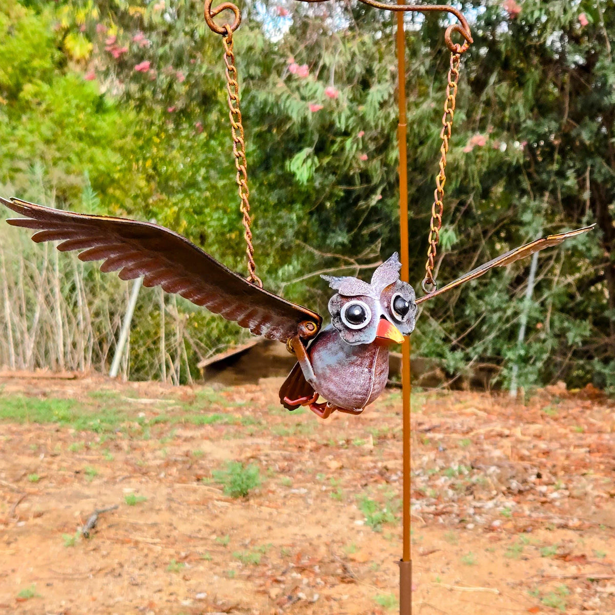 Metal Owl Hummingbird Balancer – Owl Kinetic Garden Yard Art