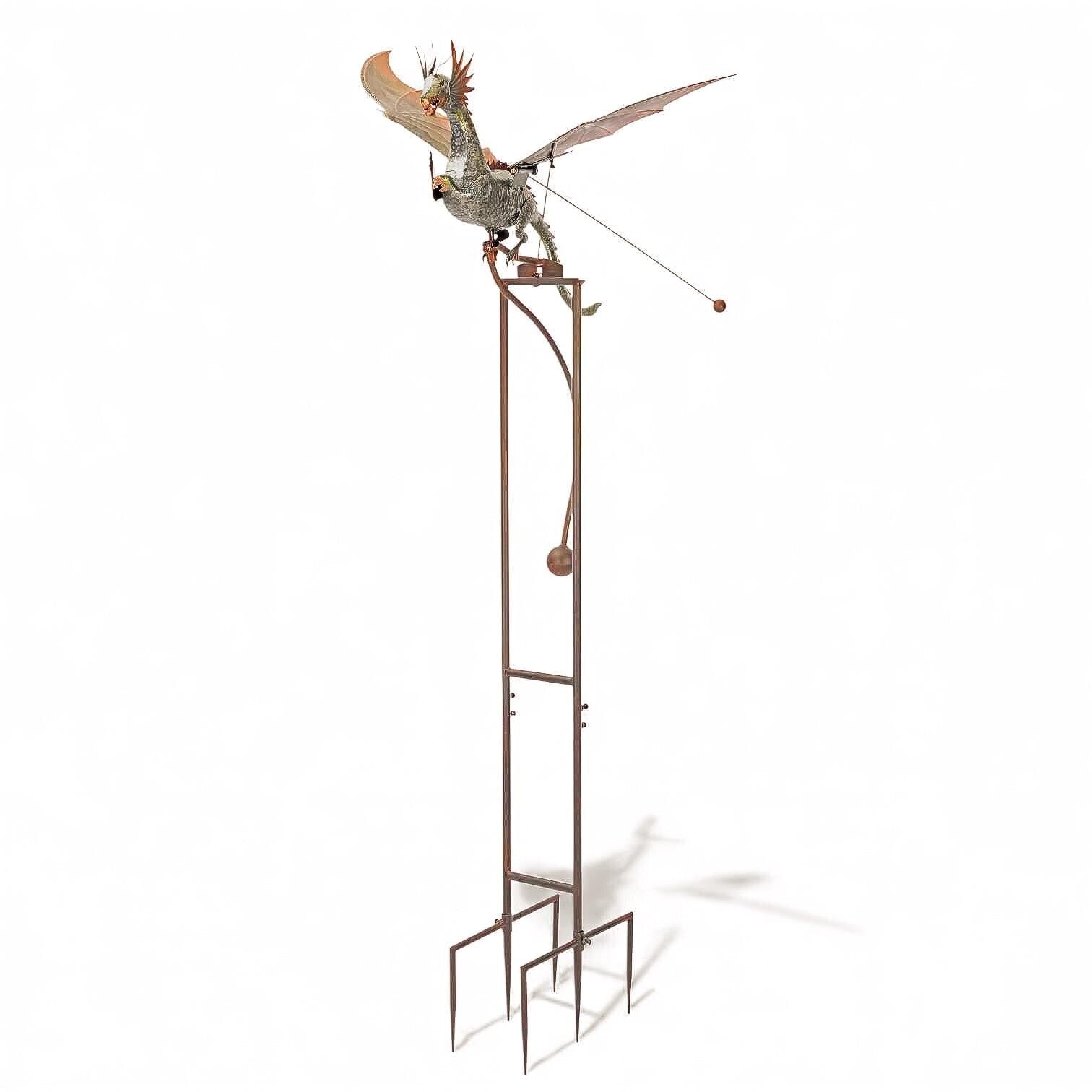 Metal Dragon Rocker – Rustic Outdoor Sculpture, Yard Art Decor