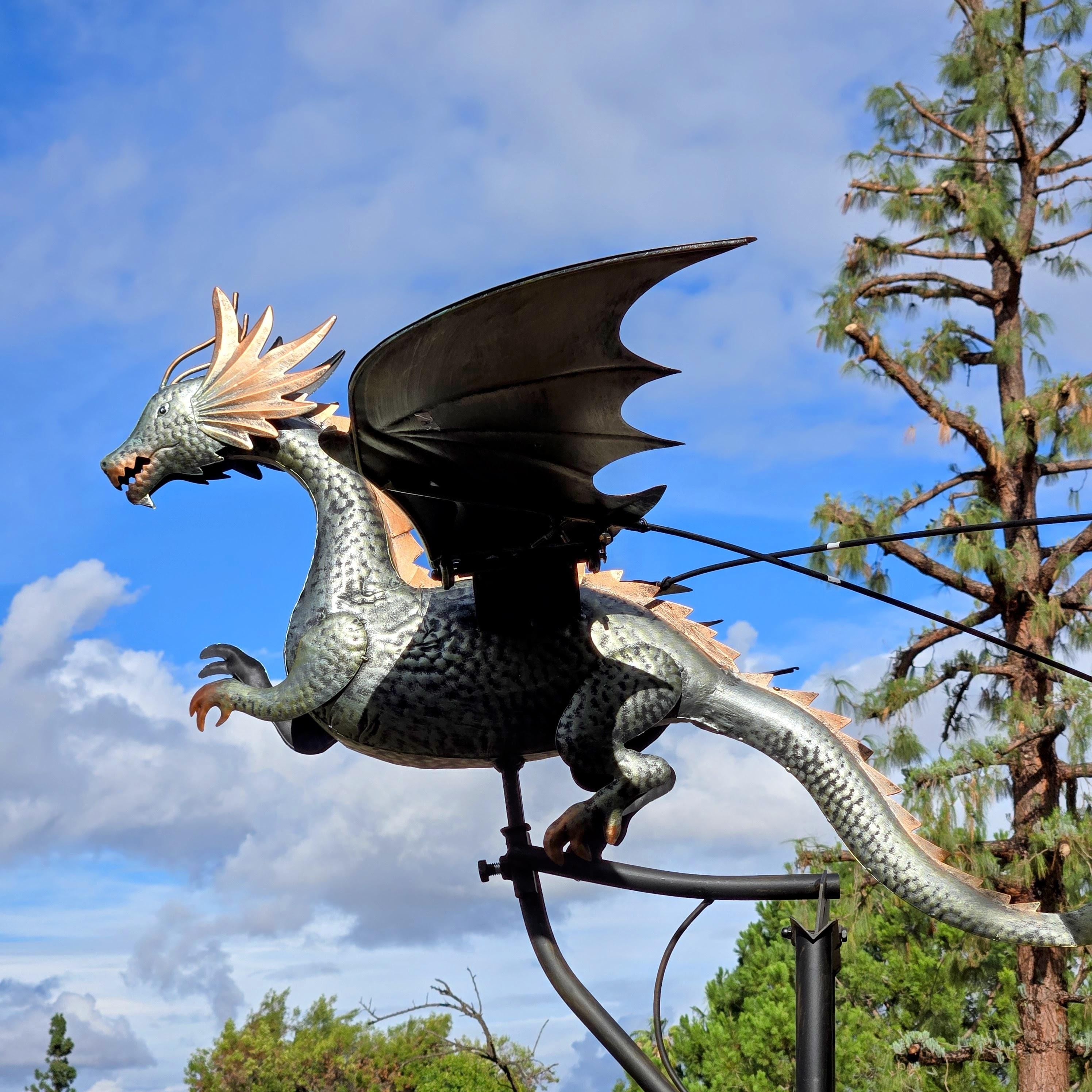 Metal Dragon Rocker – Rustic Outdoor Sculpture, Yard Art Decor