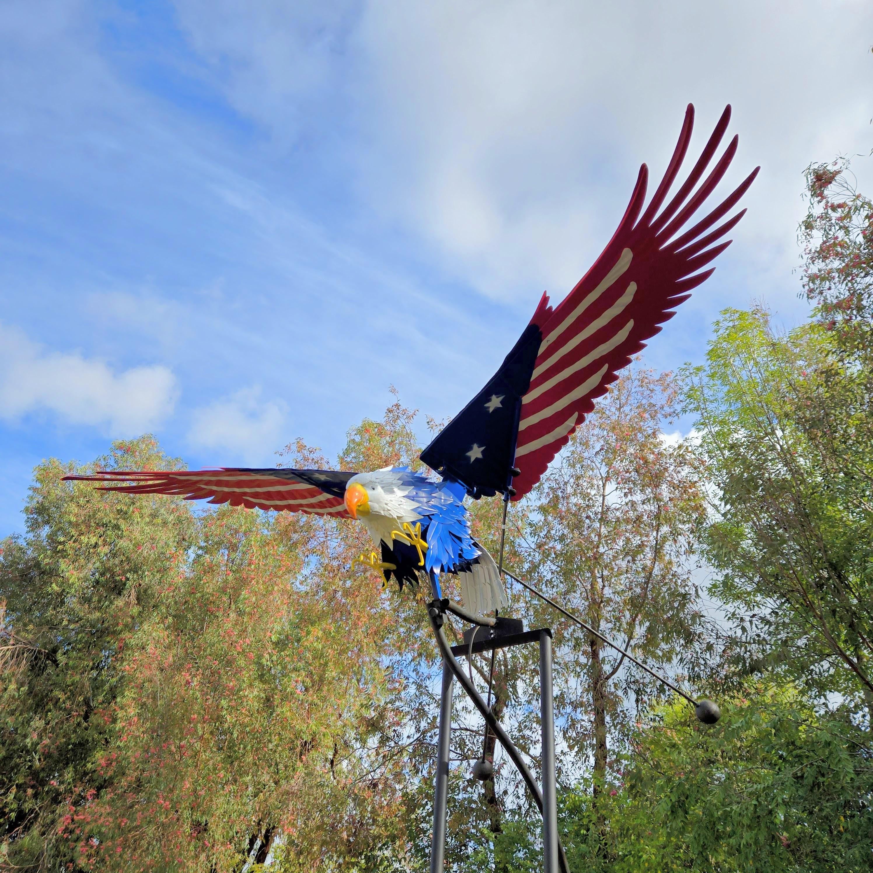 90" Metal Bald Eagle Yard Art - Kinetic Rocker Sculpture