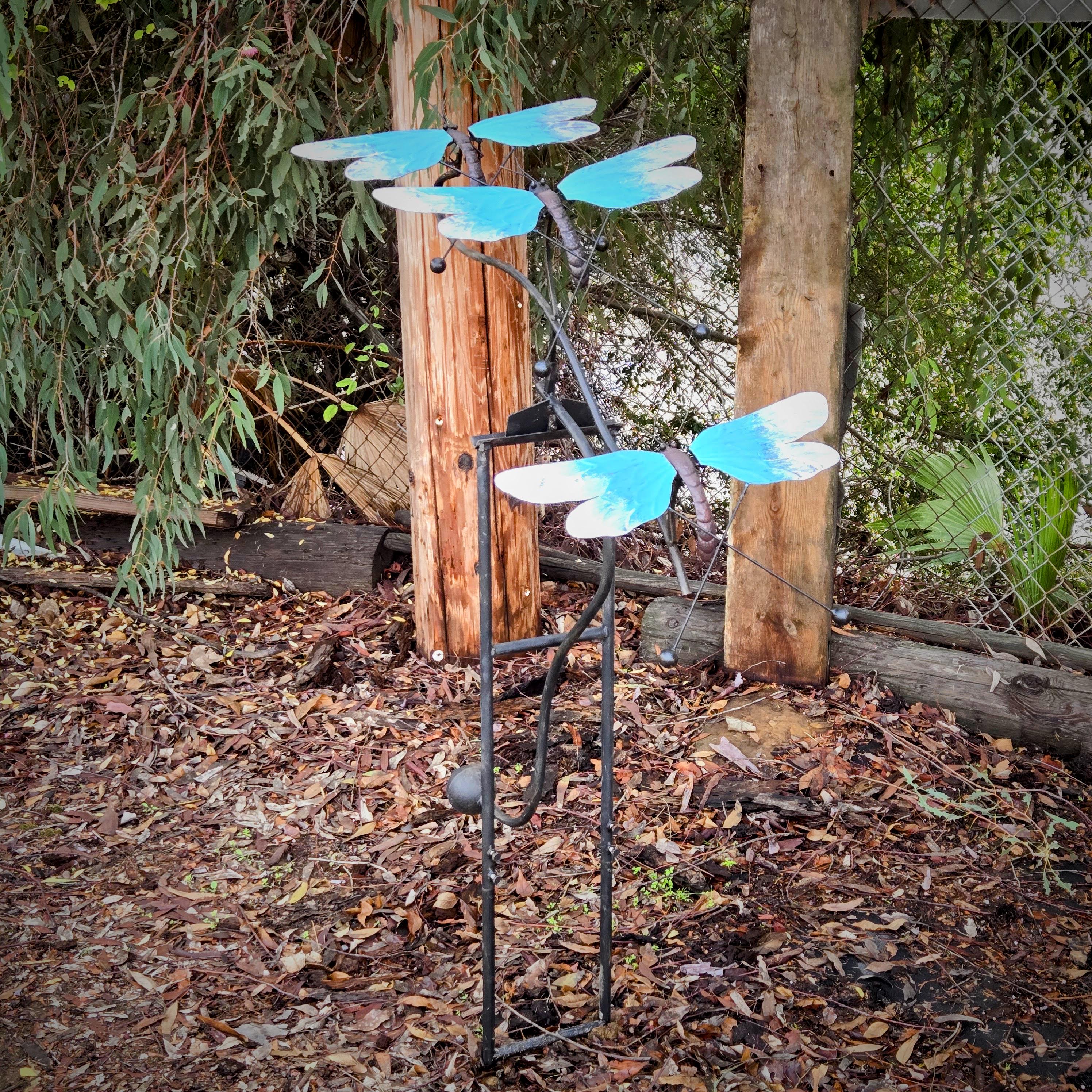 Rustic Metal Dragonfly Garden Balancer – Vintage Yard Art Outdoor Lawn Sculpture