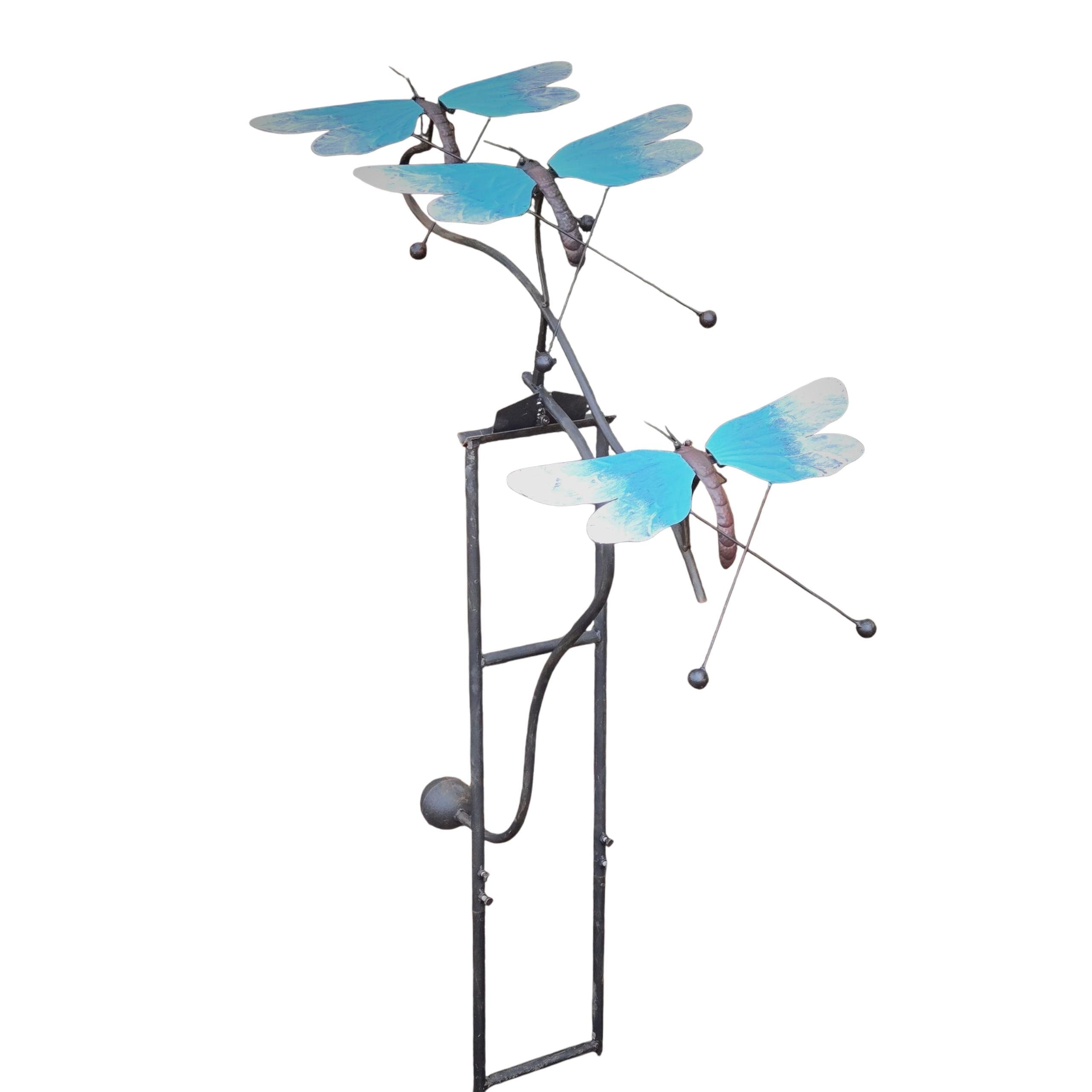 Rustic Metal Dragonfly Garden Balancer – Vintage Yard Art Outdoor Lawn Sculpture