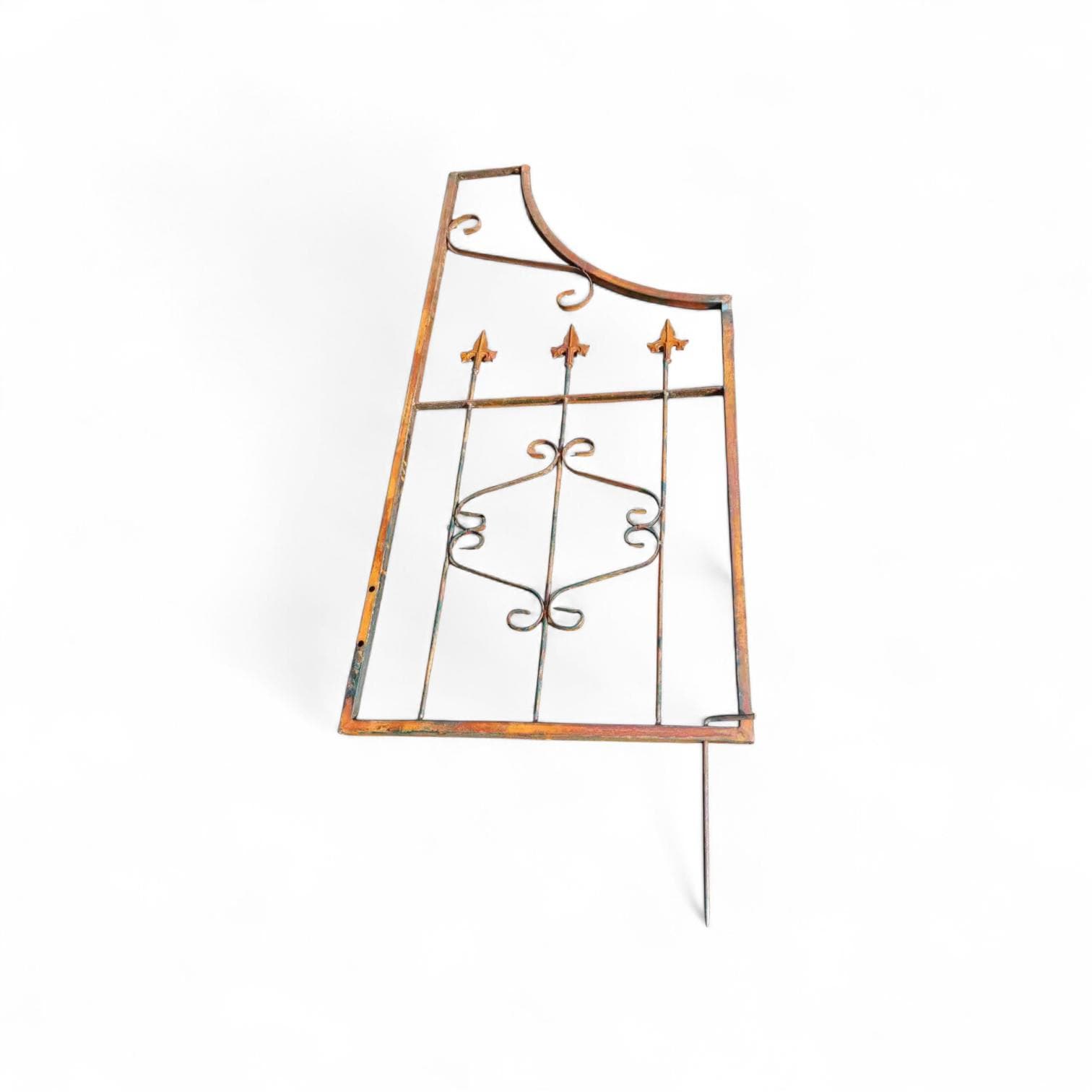 Rustic Metal Garden Arbor – Vintage Iron Gate, Scrollwork Details
