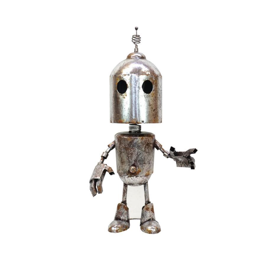 Handmade Metal Robot Sculpture – Rustic Valentine's Day Gift Garden Art