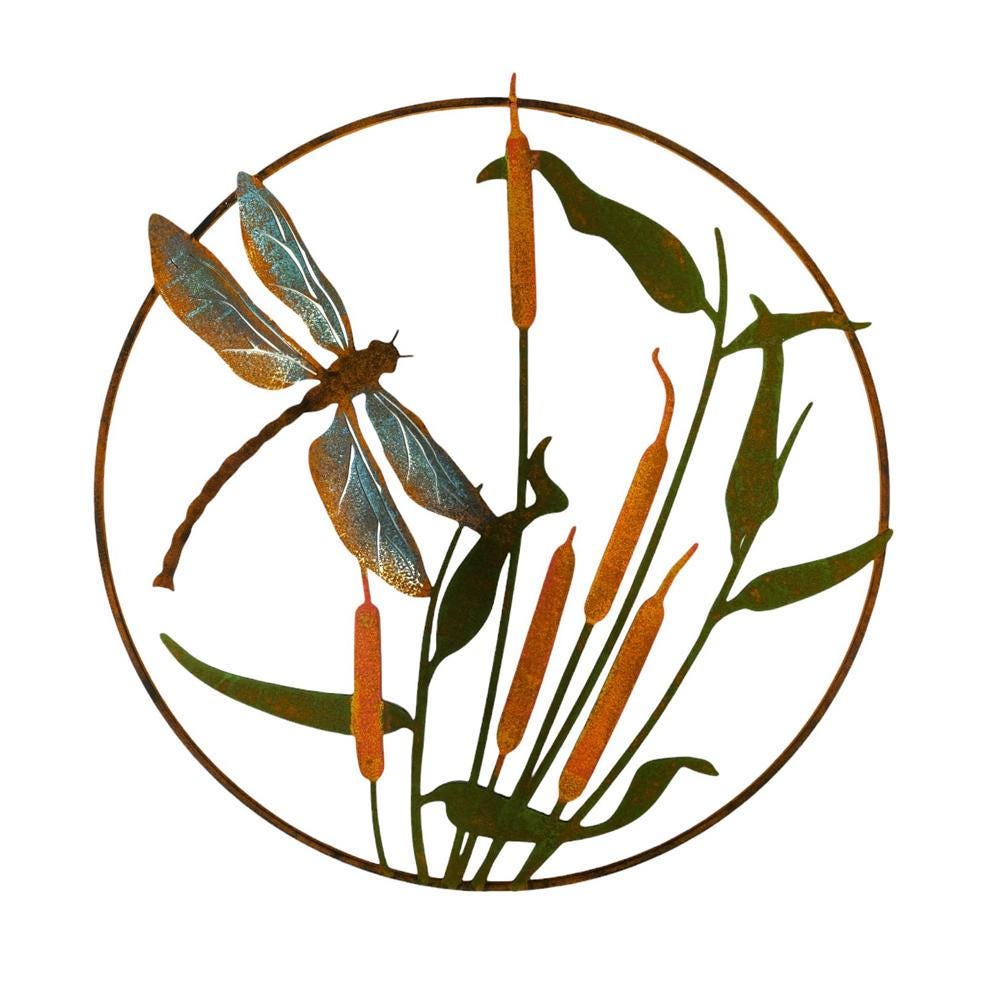 Vintage Metal Dragonfly Wall Art – Rustic Garden & Boho Outdoor Wall Decor