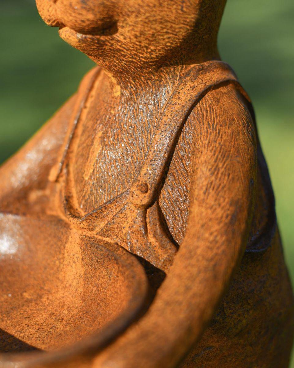 Cast Iron Bunny Bird Feeder: Easter Rustic Garden Decor