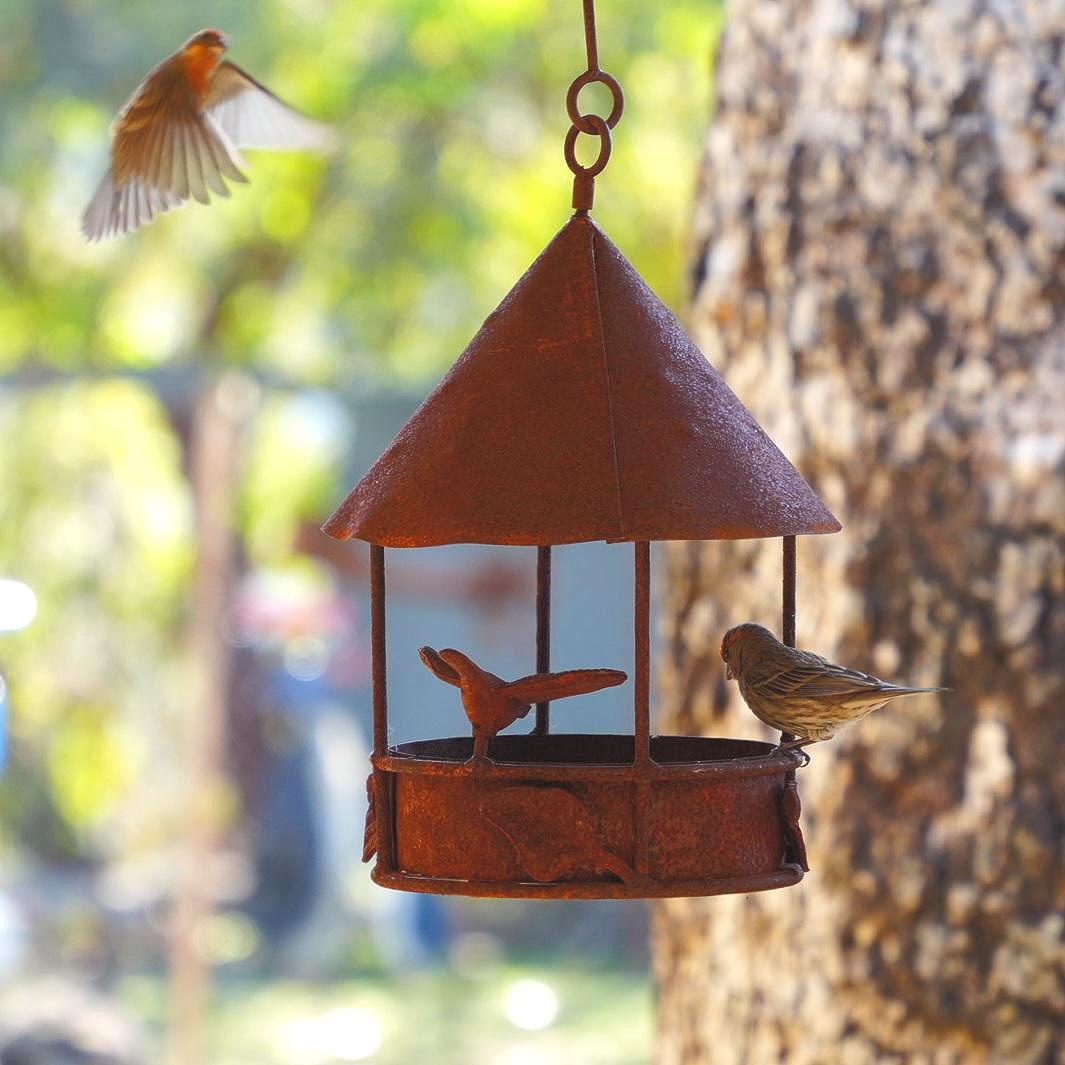 Rustic Hanging Metal Bird Feeder – Functional Outdoor Garden Yard Decor