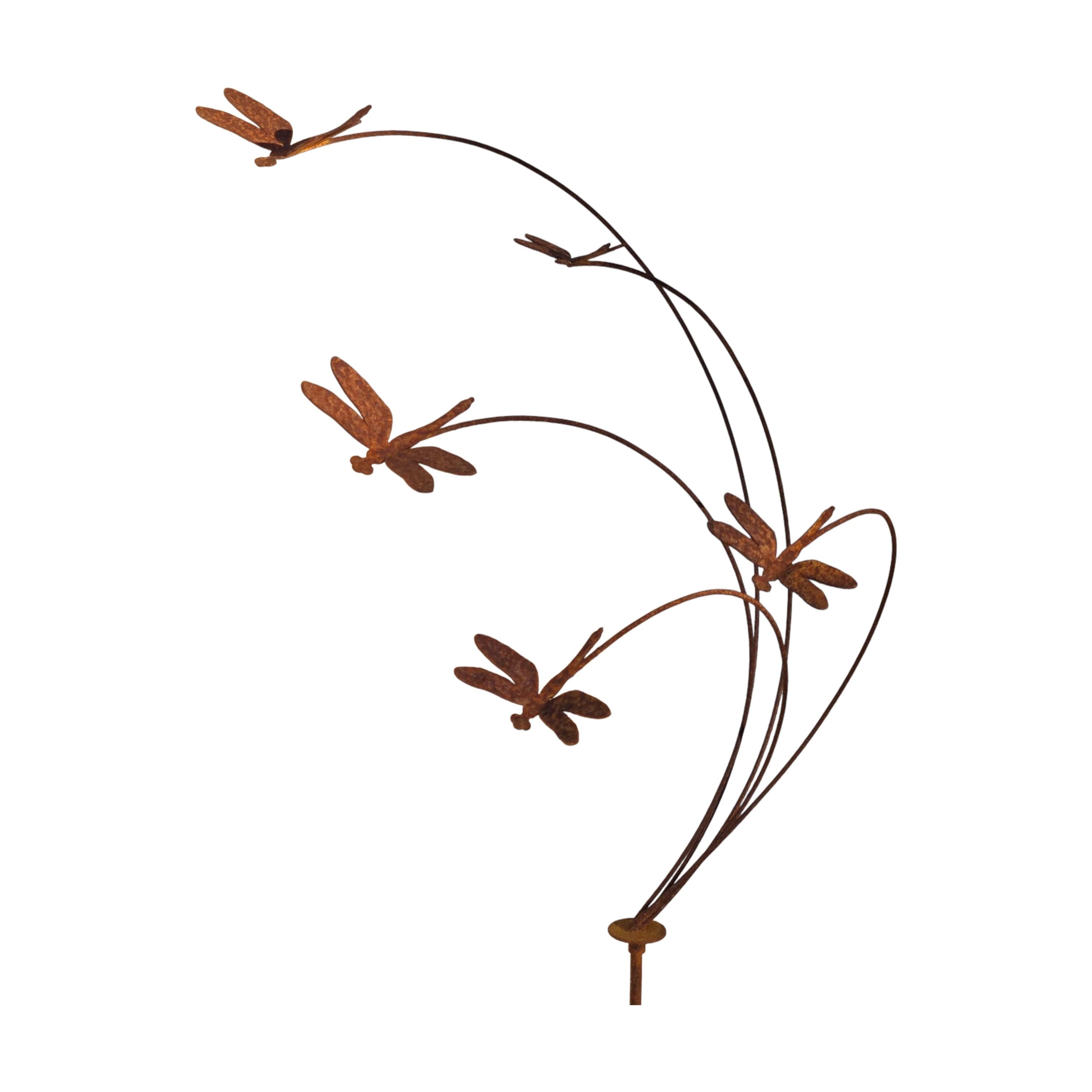 Rustic Metal   Dragonfly and Hummingbird Garden Stake – Vintage Yard Art for Outdoor Décor
