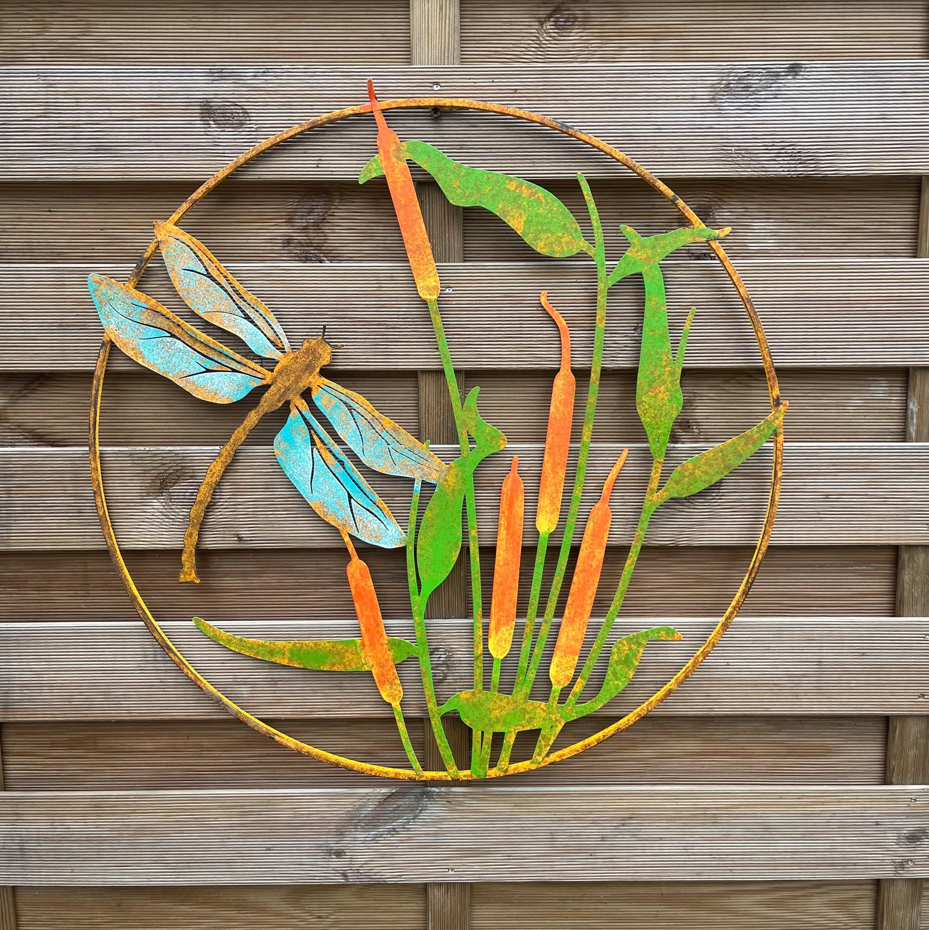 Vintage Metal Dragonfly Wall Art – Rustic Garden & Boho Outdoor Wall Decor