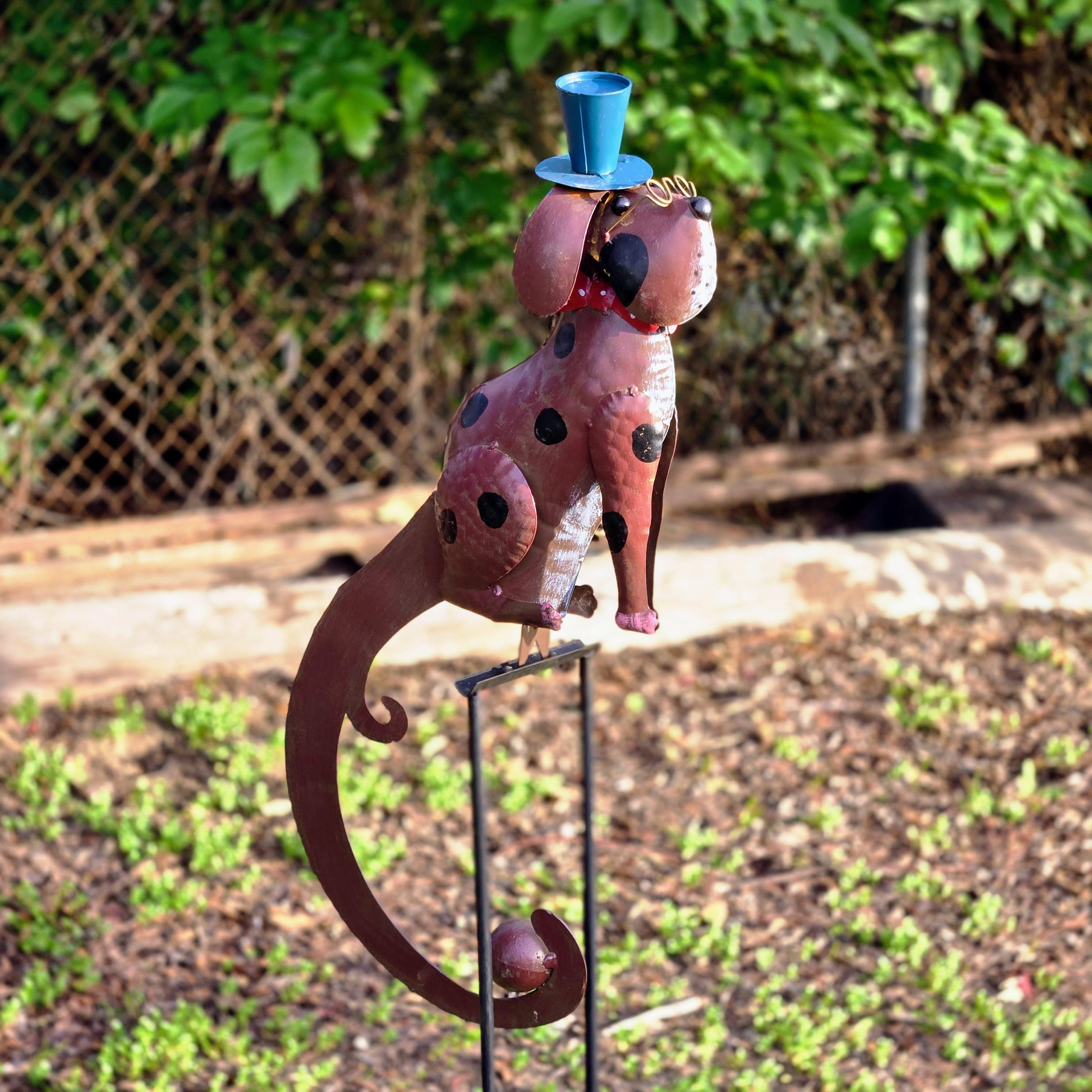 Metal Cat  Dog Garden Balancer – Kinetic Outdoor Yard Art for Cat Lovers