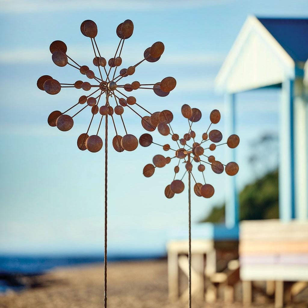 Rusty Carnival Wind Spinner — Metal Garden Ornament