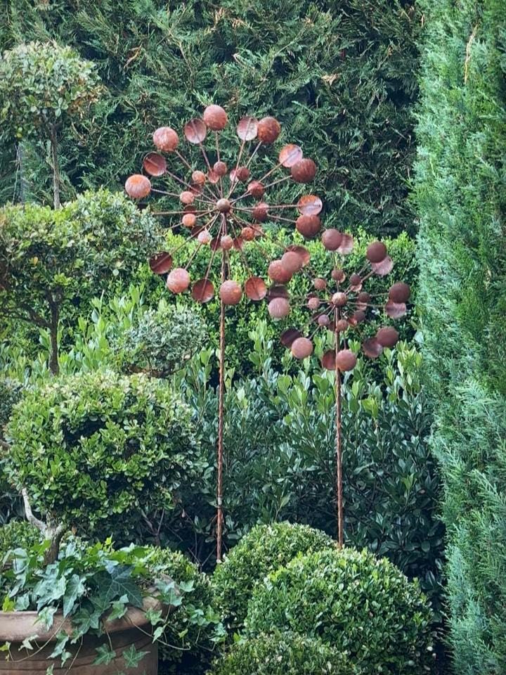Rusty Carnival Wind Spinner — Metal Garden Ornament