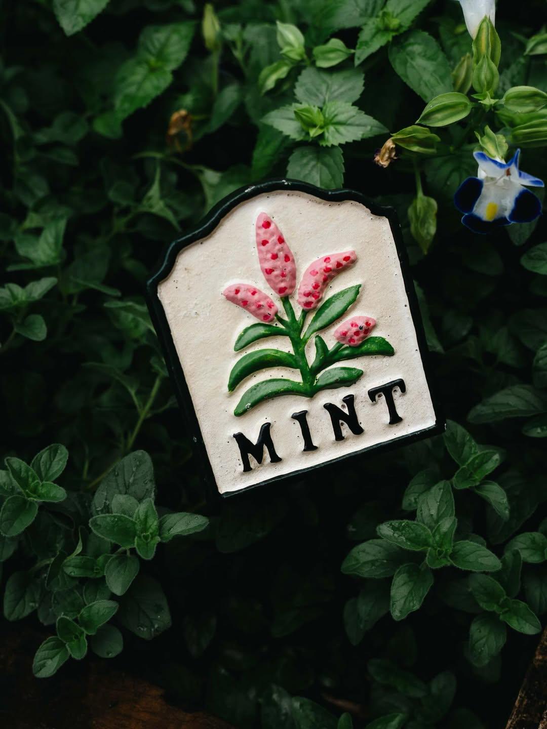 Hand-Painted Cast Iron Herb Garden Signs | Plant Markers, Garden Decor