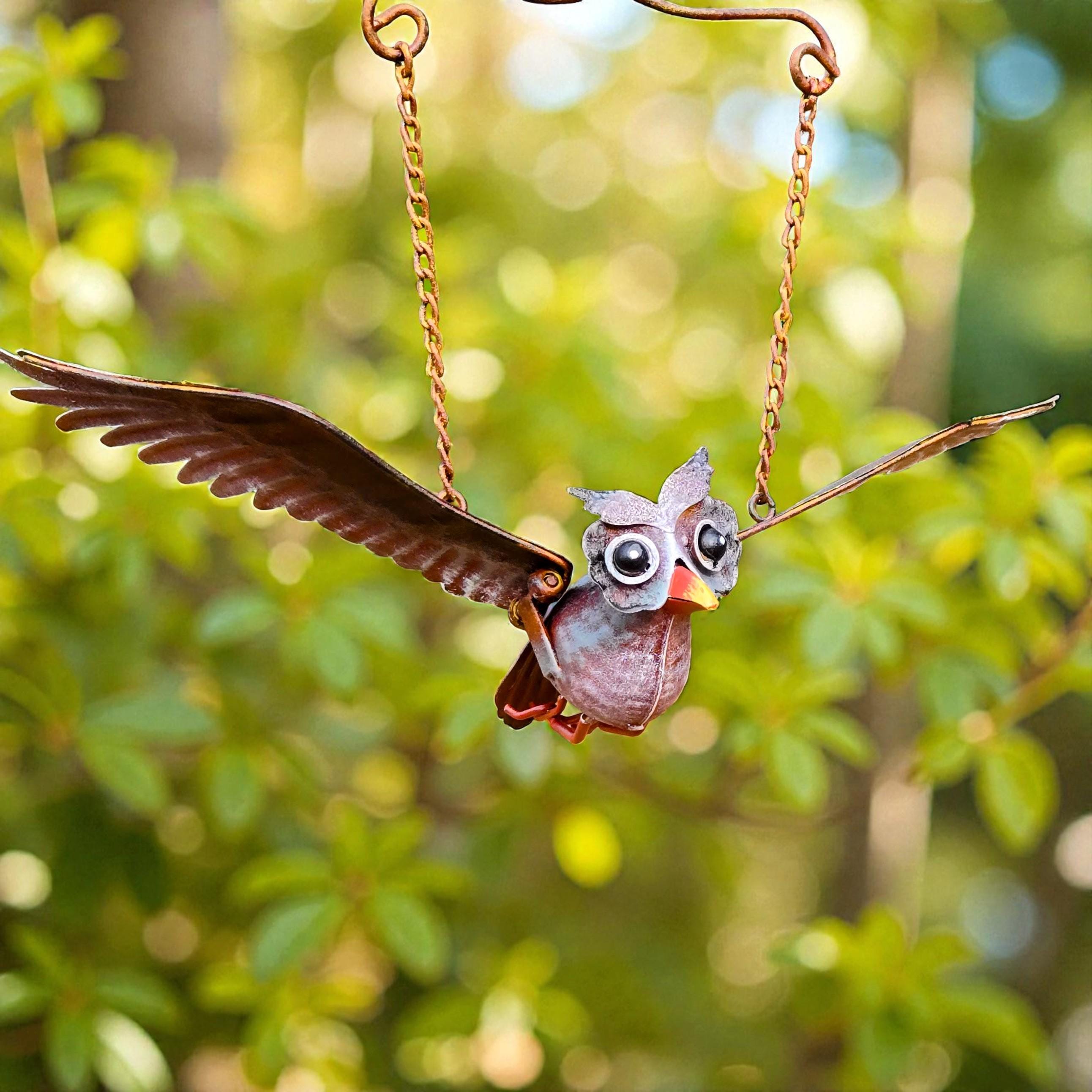 Metal Owl Hummingbird Balancer – Owl Kinetic Garden Yard Art
