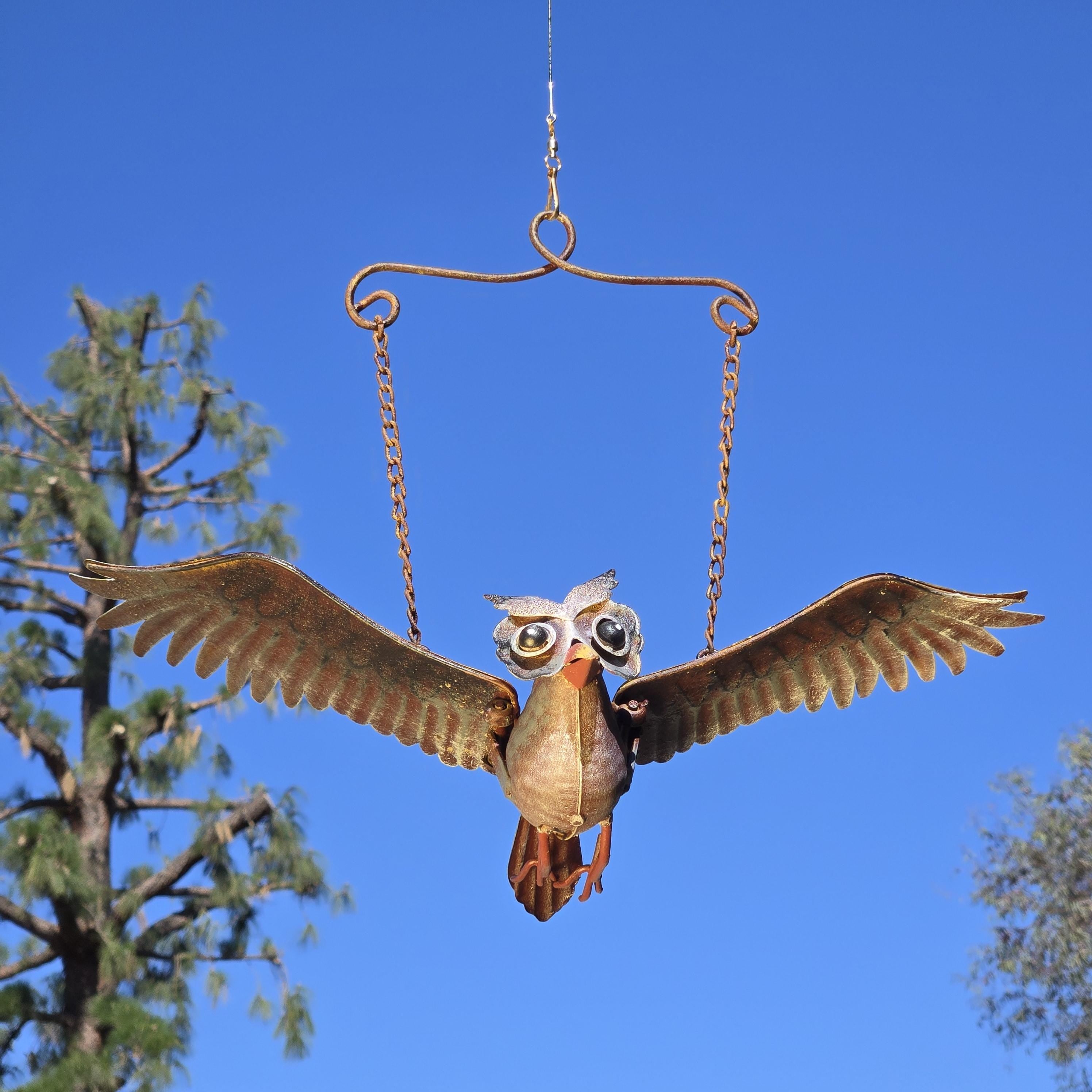 Metal Owl Hummingbird Balancer – Owl Kinetic Garden Yard Art