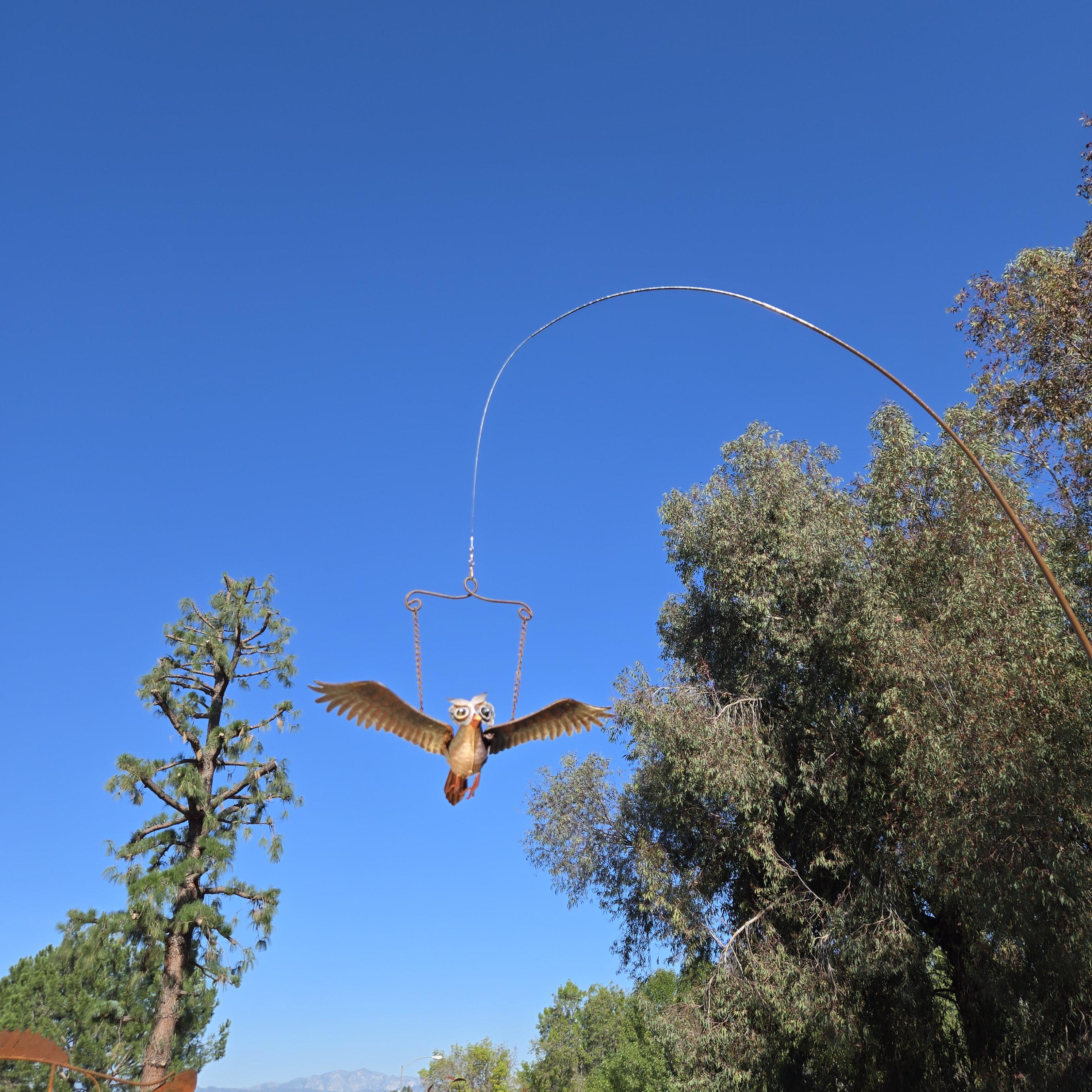 Metal Owl Hummingbird Balancer – Owl Kinetic Garden Yard Art
