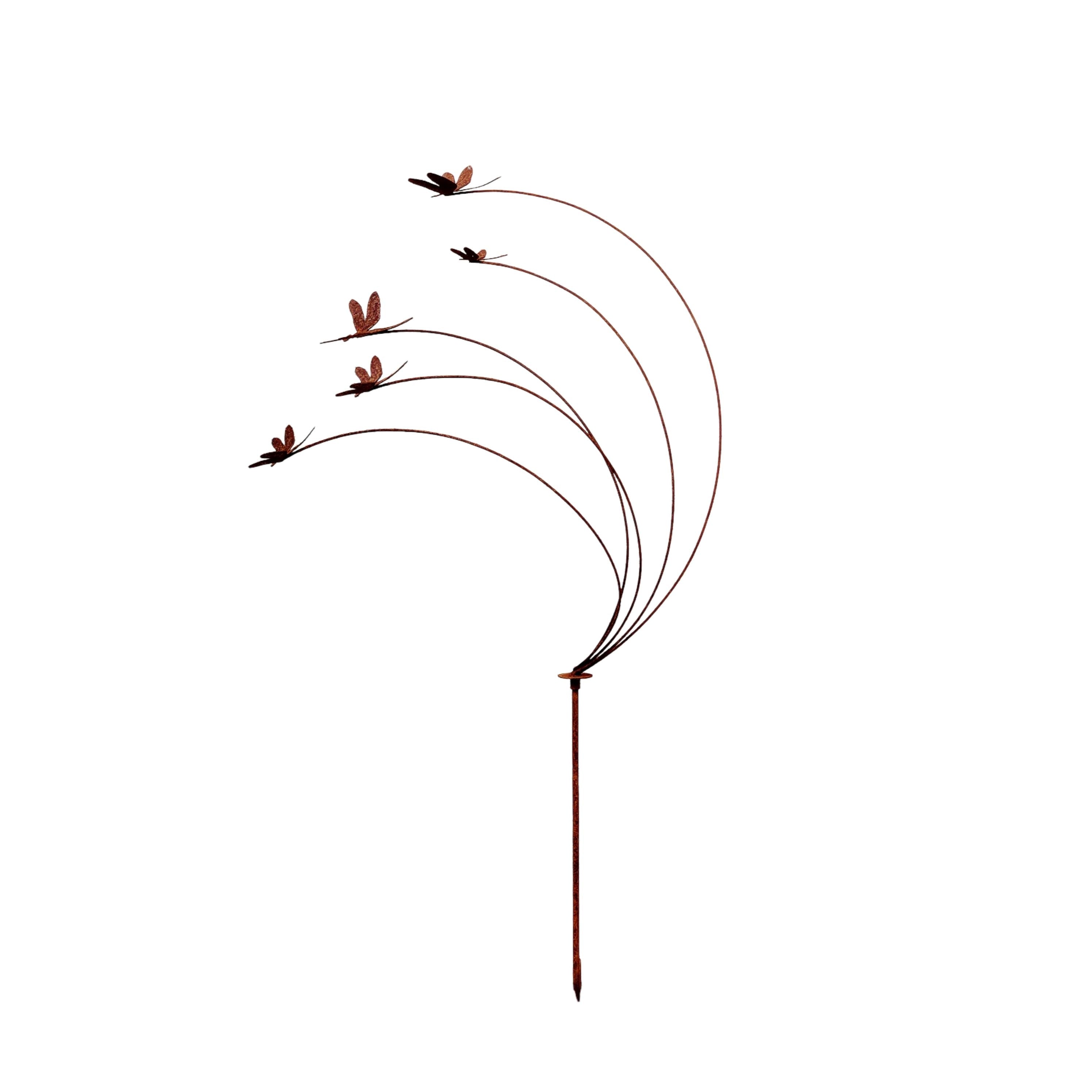 Rustic Metal   Dragonfly and Hummingbird Garden Stake – Vintage Yard Art for Outdoor Décor