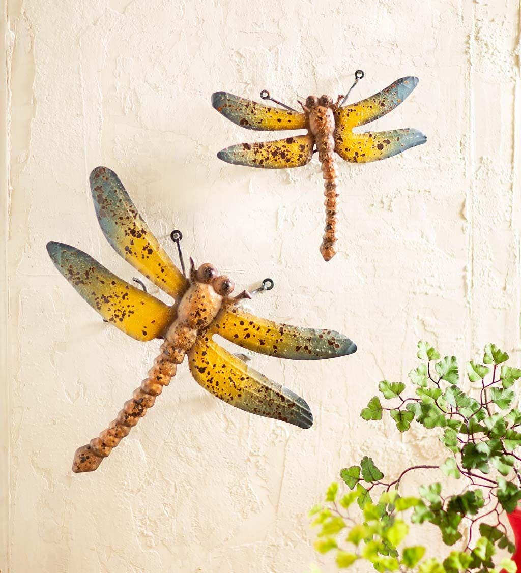 Rustic Metal Dragonfly for Wall Hanging or Tabletop, Set of 2
