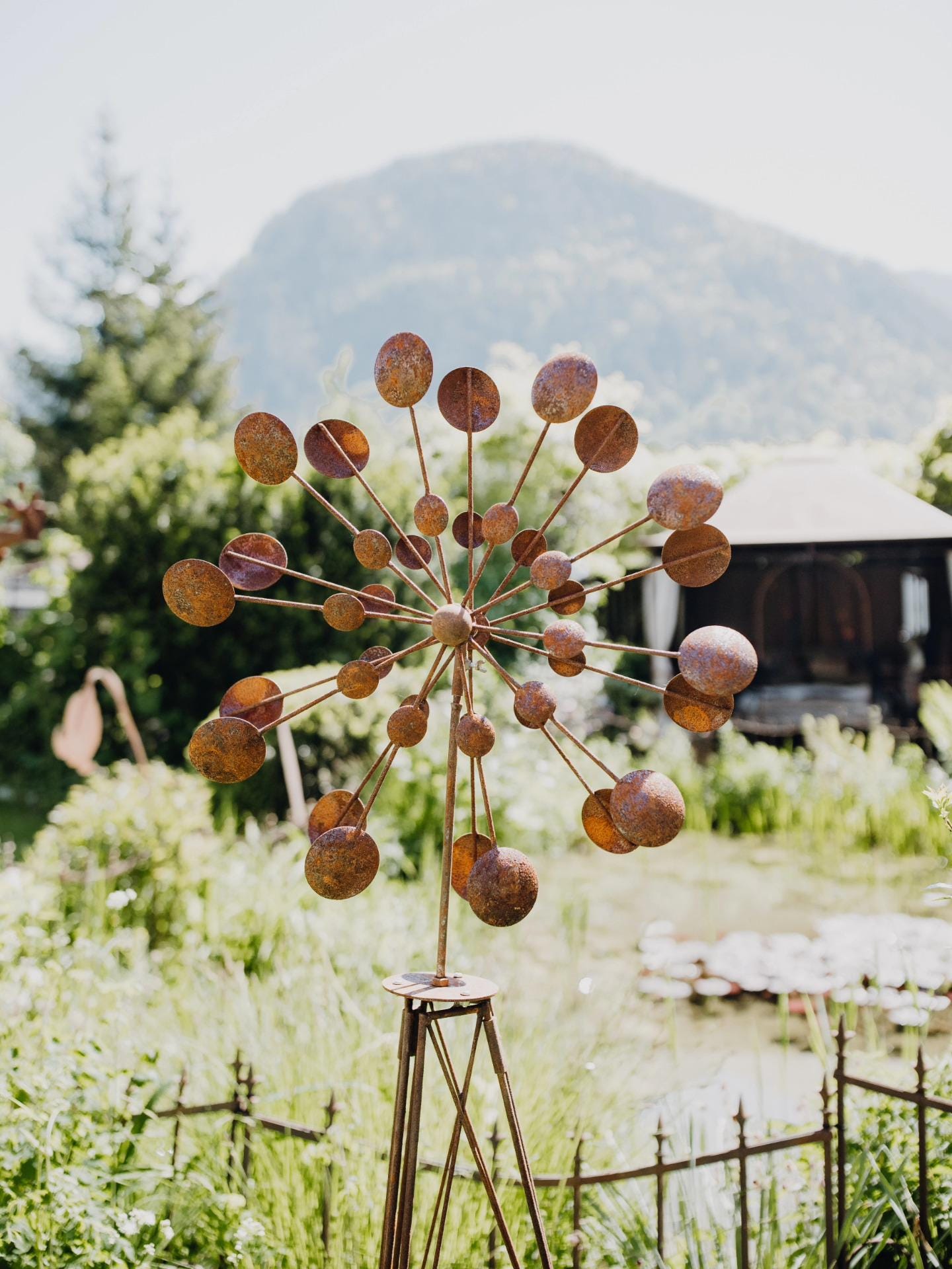 Rusty Carnival Wind Spinner — Metal Garden Ornament