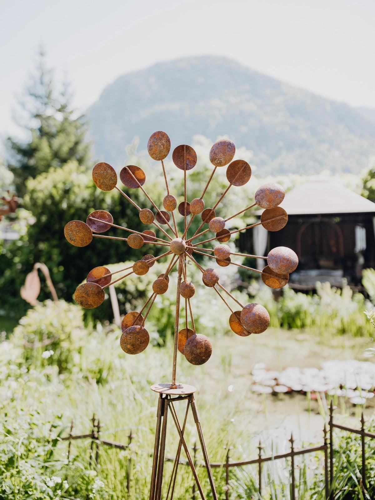 Rusty Carnival Wind Spinner — Metal Garden Ornament